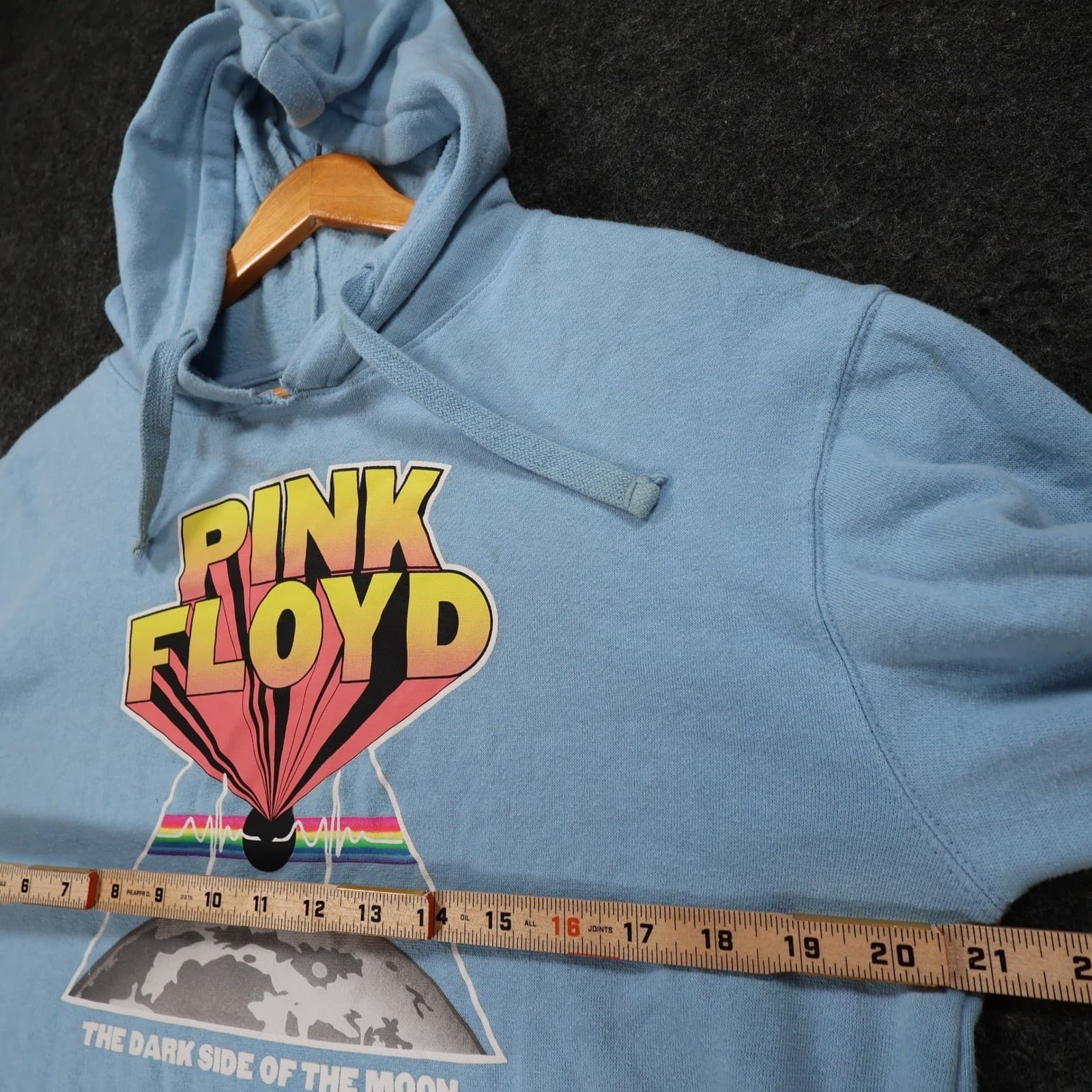 Pink Floyd Hoodie Mens Large Light Blue Cotton Dark Side of the Moon Graphic - Thumbnail 3