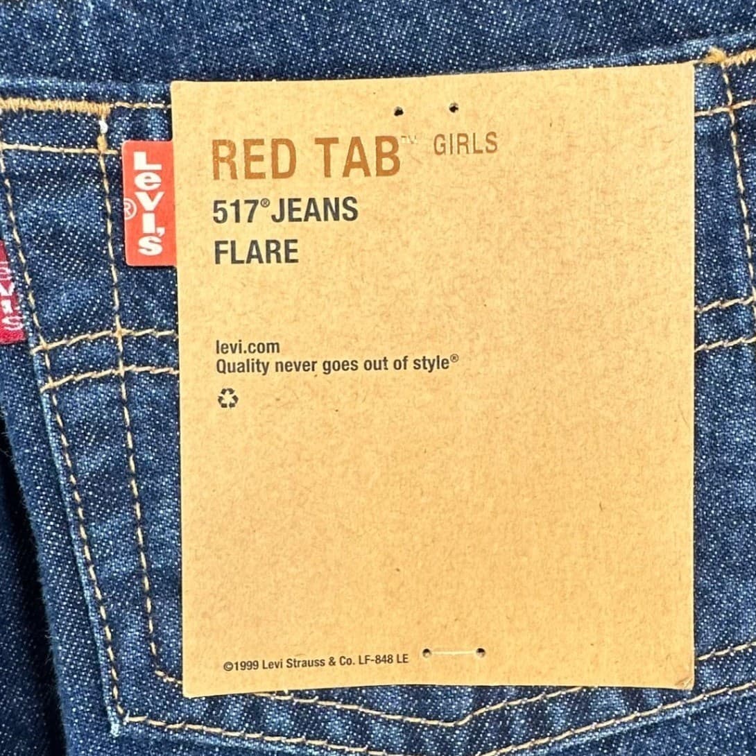 Levis 517 Flare Jeans Girls 12 Blue Cotton Regular Fit Y2K New Old Stock - Thumbnail 8