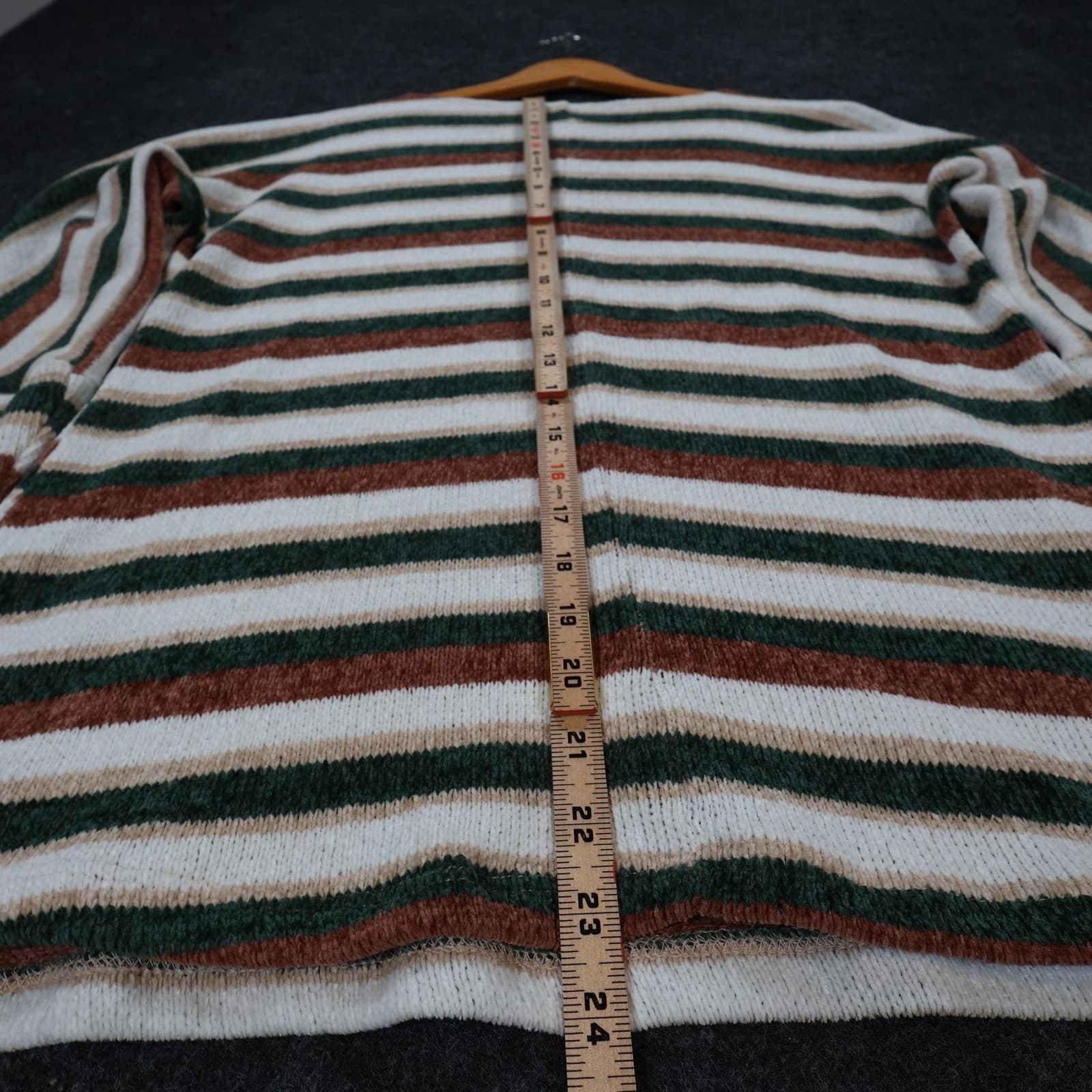 Chenault Sweater Womens M Green Brown Striped Polyester Relaxed Knit Top - Thumbnail 5