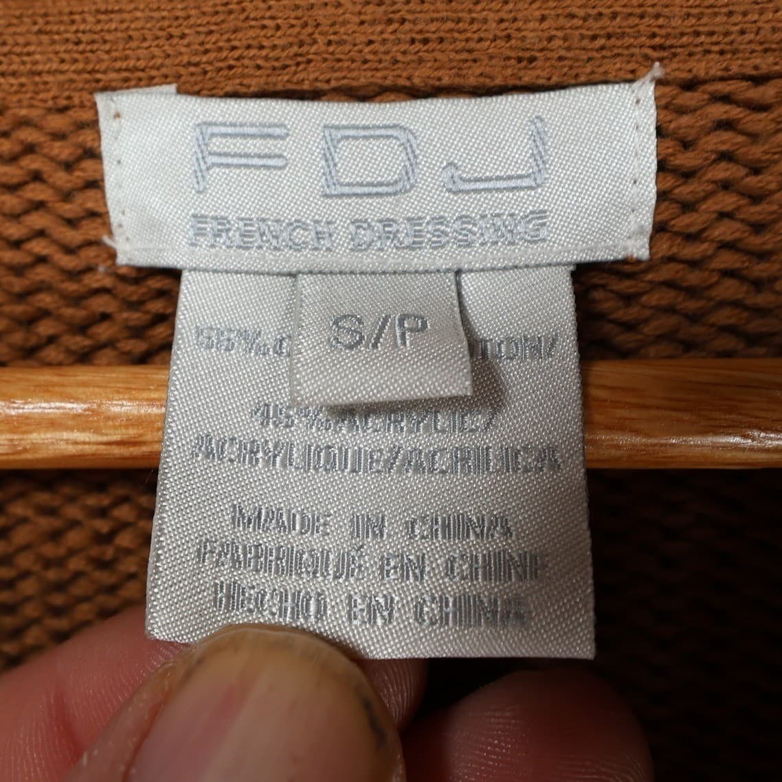 FDJ French Dressing Cardigan Sweater Womens Small Brown Cotton Shawl Collar Knit - Thumbnail 7