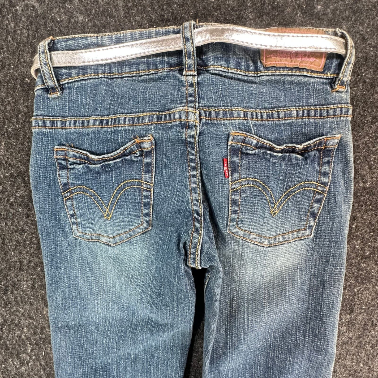 Levi's Capri Jeans Girls Size 8 Blue Denim Ramie Blend Y2K New With Tags Belt - Thumbnail 16
