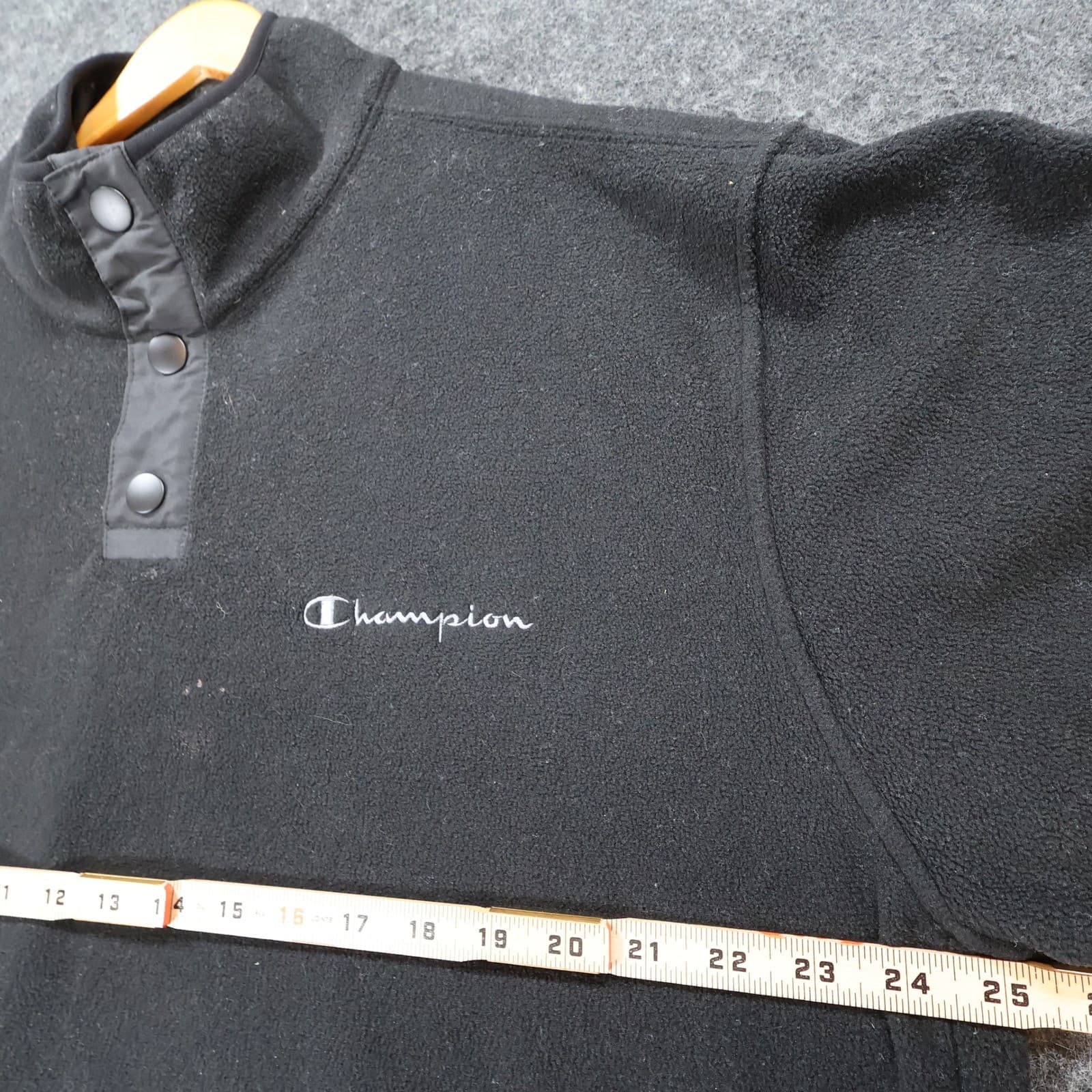 Champion Fleece Pullover Mens XLT Black Polyester Snap Neck Athletic Sweatshirt - Thumbnail 3