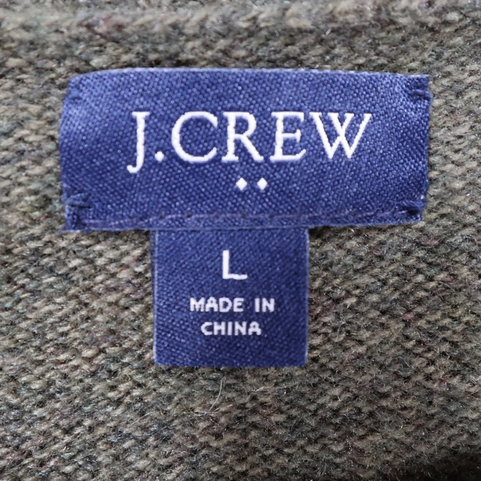J.Crew Sweater Mens Large Green Lambs Wool Blend Raglan Crewneck Knit Classic - Thumbnail 7