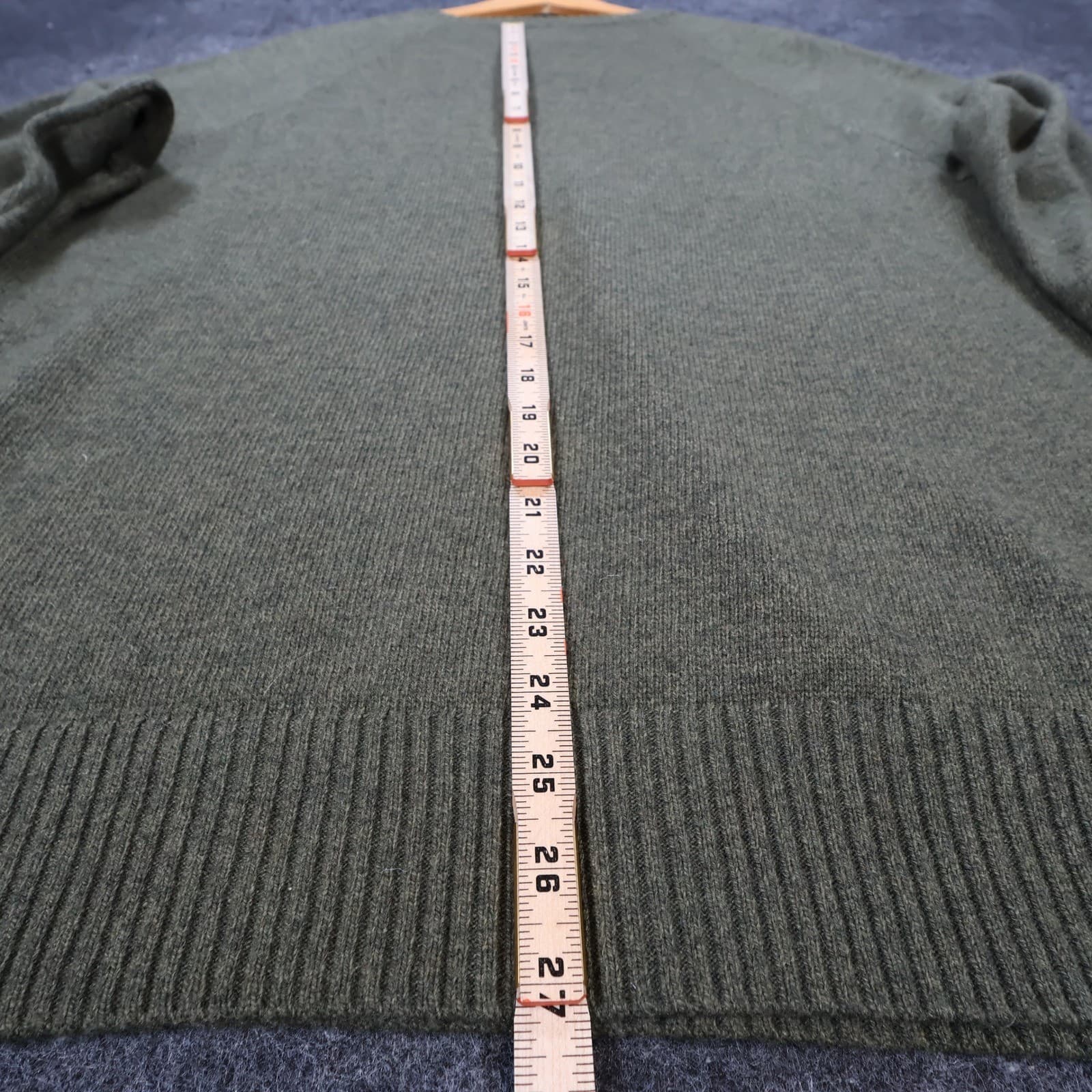 J.Crew Sweater Mens Large Green Lambs Wool Blend Raglan Crewneck Knit Classic - Thumbnail 5