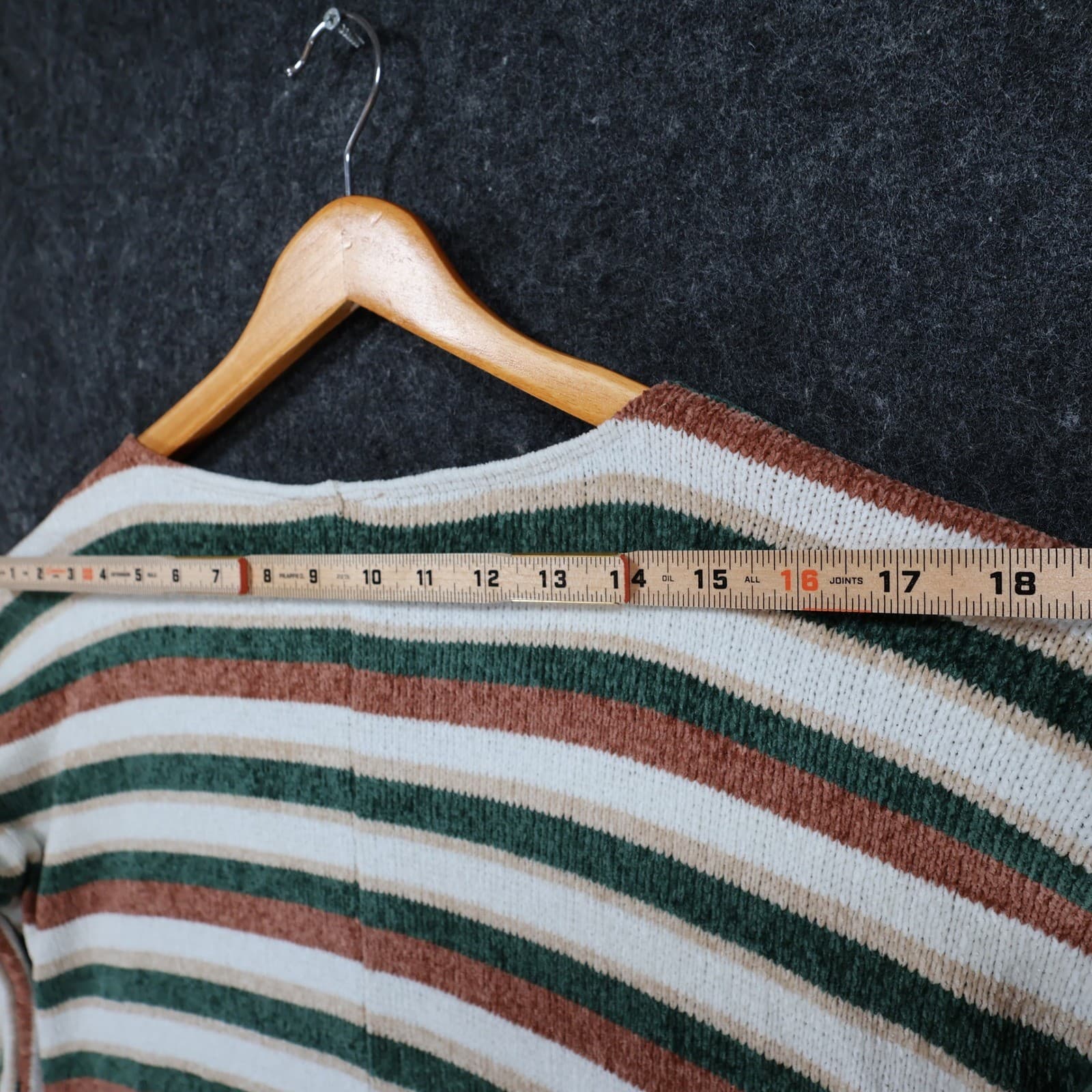 Chenault Sweater Womens M Green Brown Striped Polyester Relaxed Knit Top - Thumbnail 6