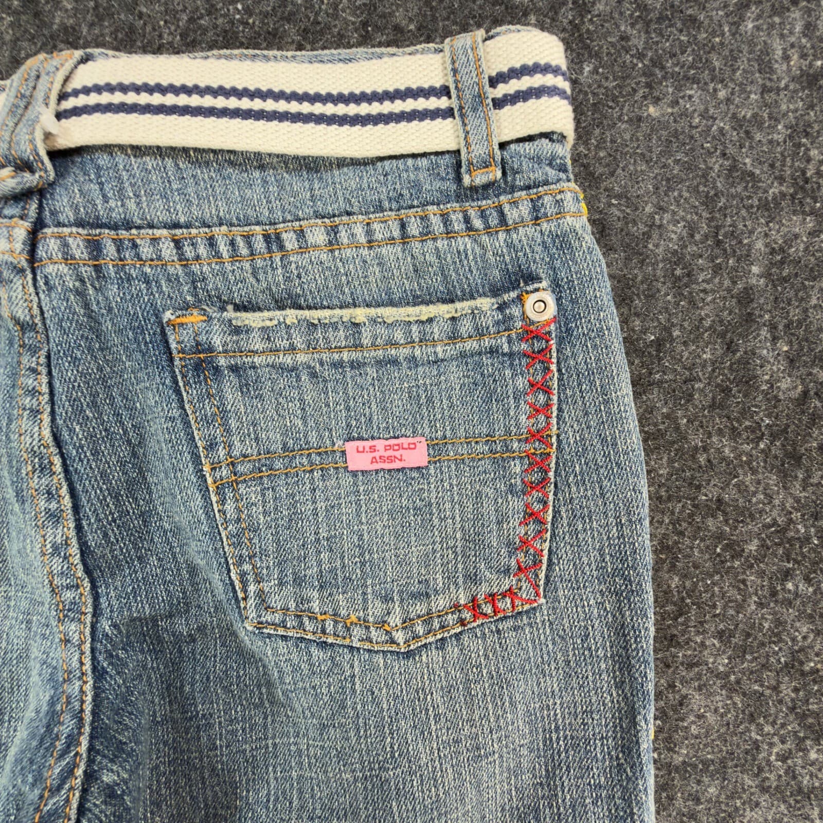 U.S. Polo Assn Jeans Girls 12 Blue Denim Butterfly Embroidered Y2K New With Tags - Thumbnail 17