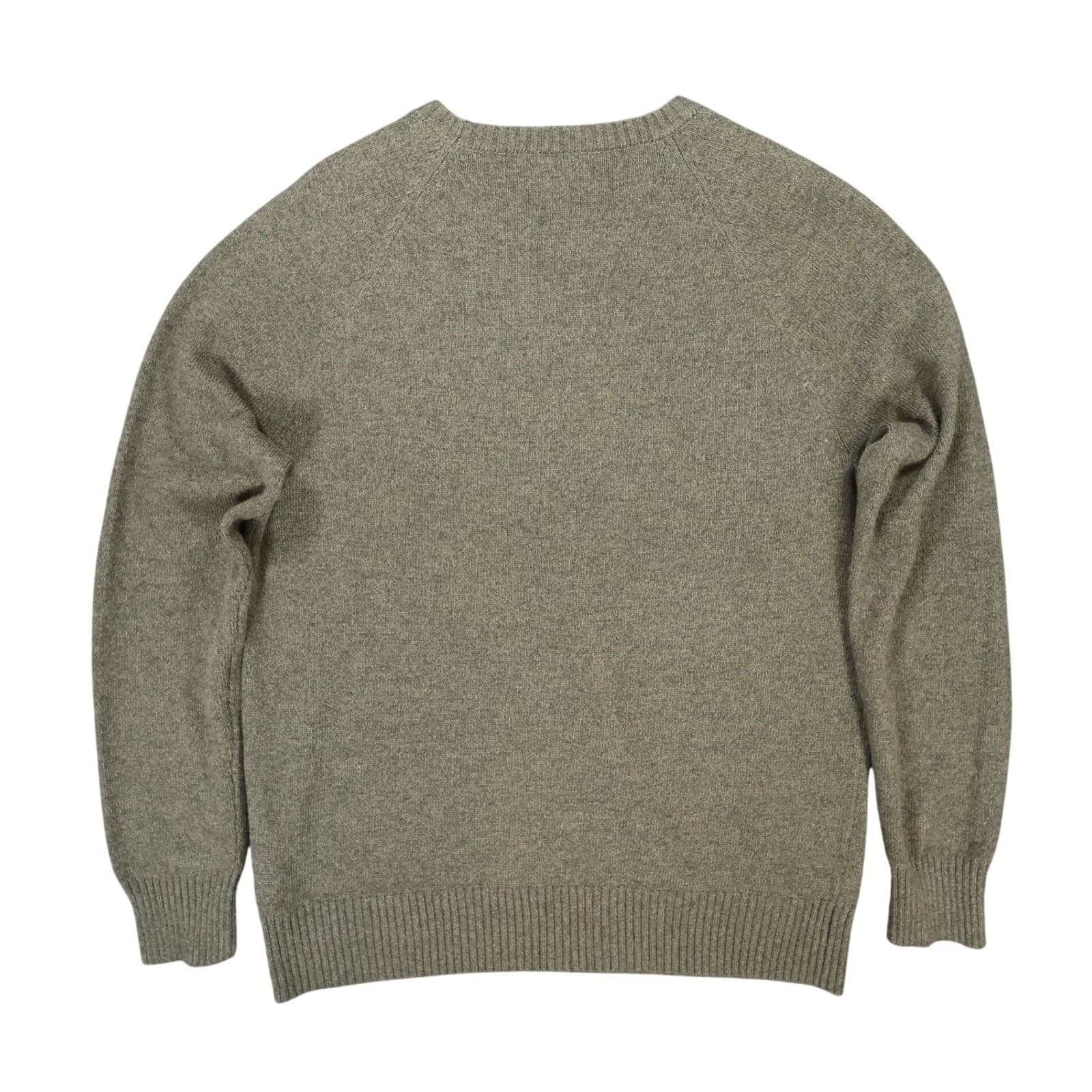 J.Crew Sweater Mens Large Green Lambs Wool Blend Raglan Crewneck Knit Classic - Thumbnail 2