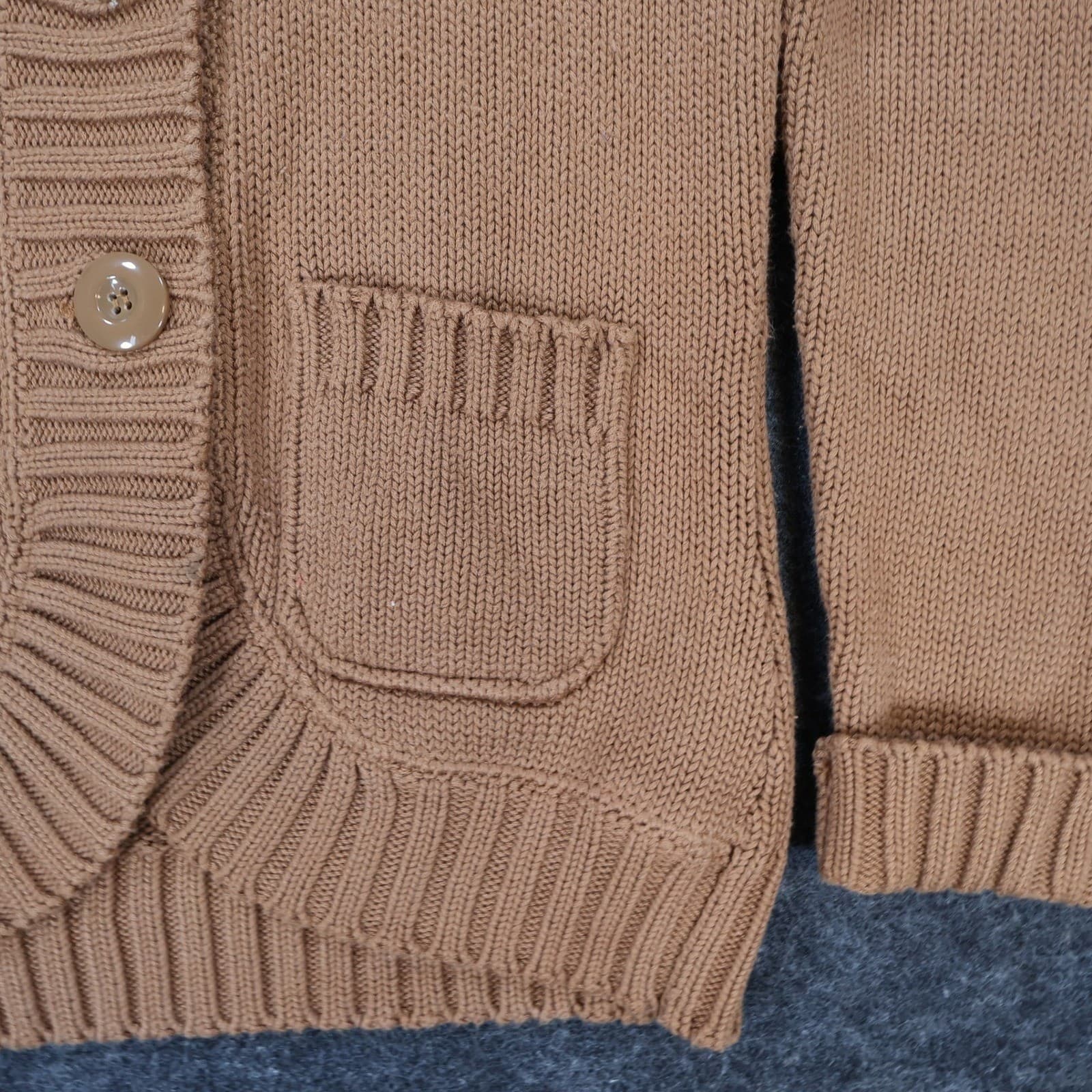 FDJ French Dressing Cardigan Sweater Womens Small Brown Cotton Shawl Collar Knit - Thumbnail 10