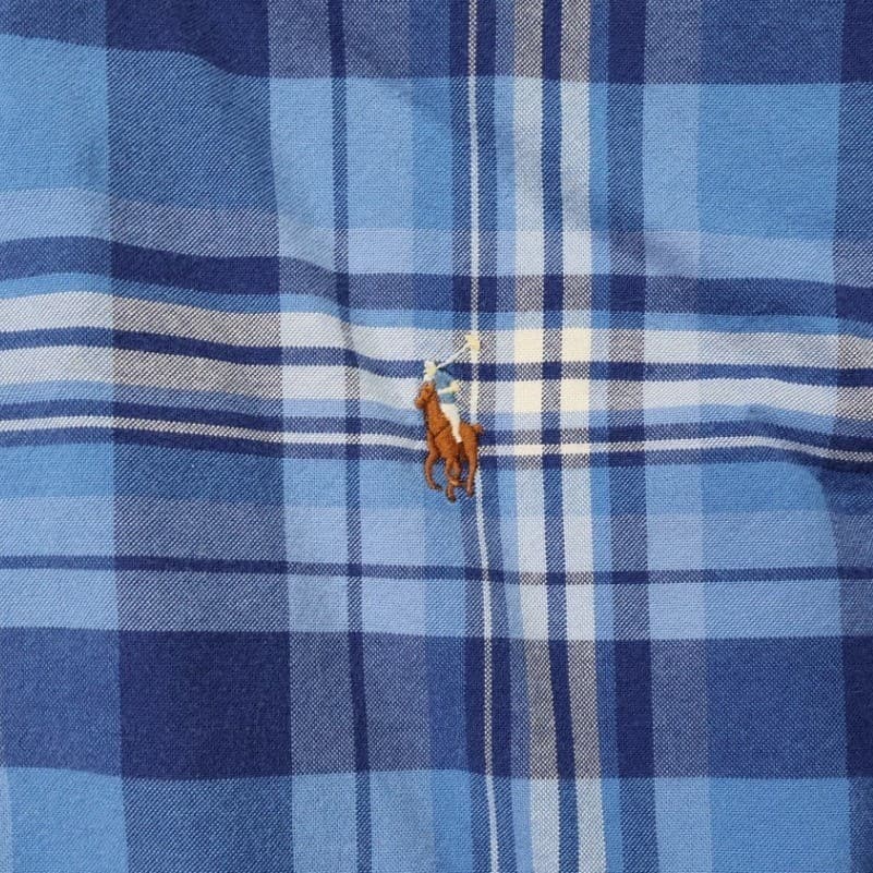 Ralph Lauren Button Down Shirt Mens L Blue Excellent Slim Fit Stretch Oxford - Thumbnail 4