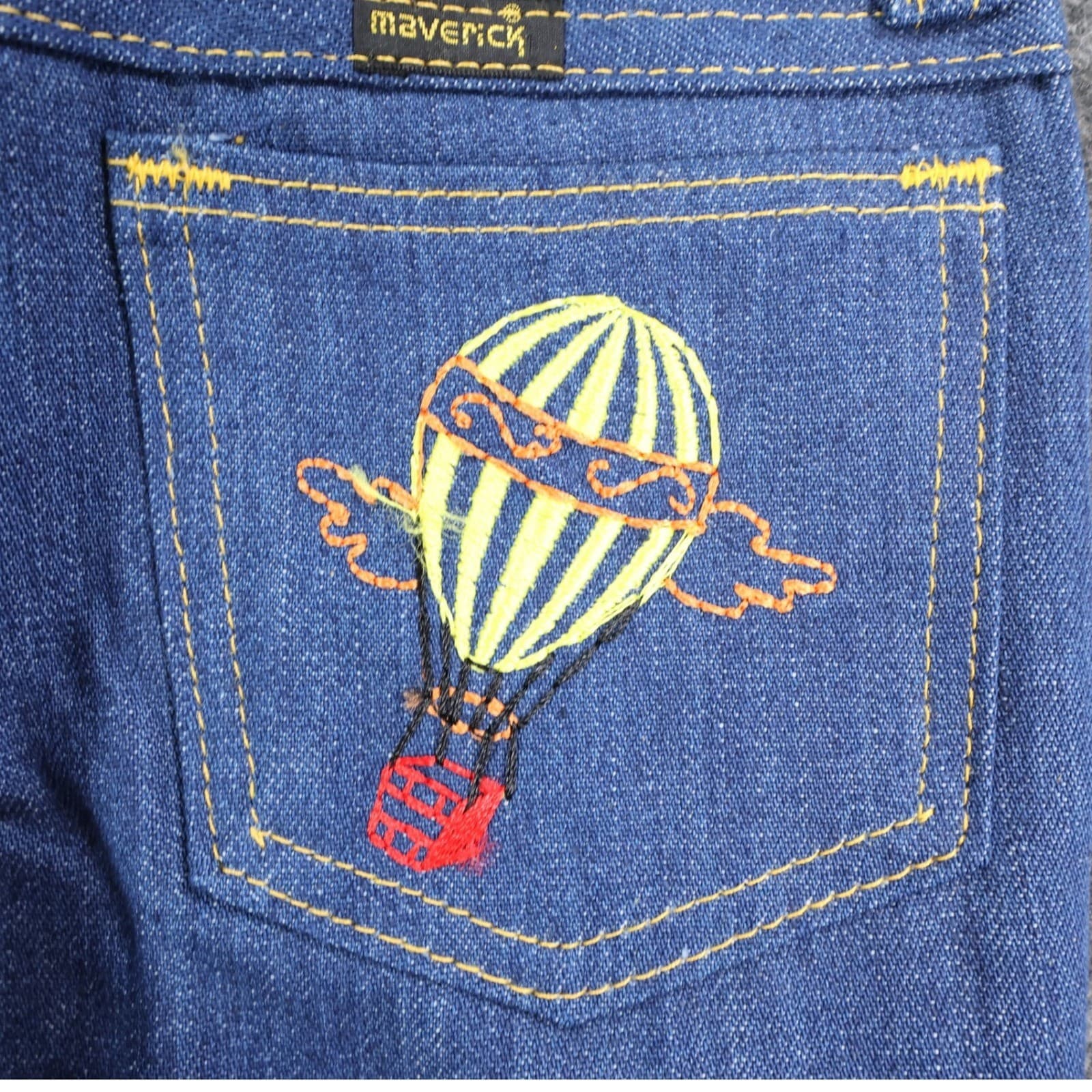 Young Maverick Jeans Toddler 2 Blue Cotton Straight Leg Vintage 70s 80s NOS - Thumbnail 3