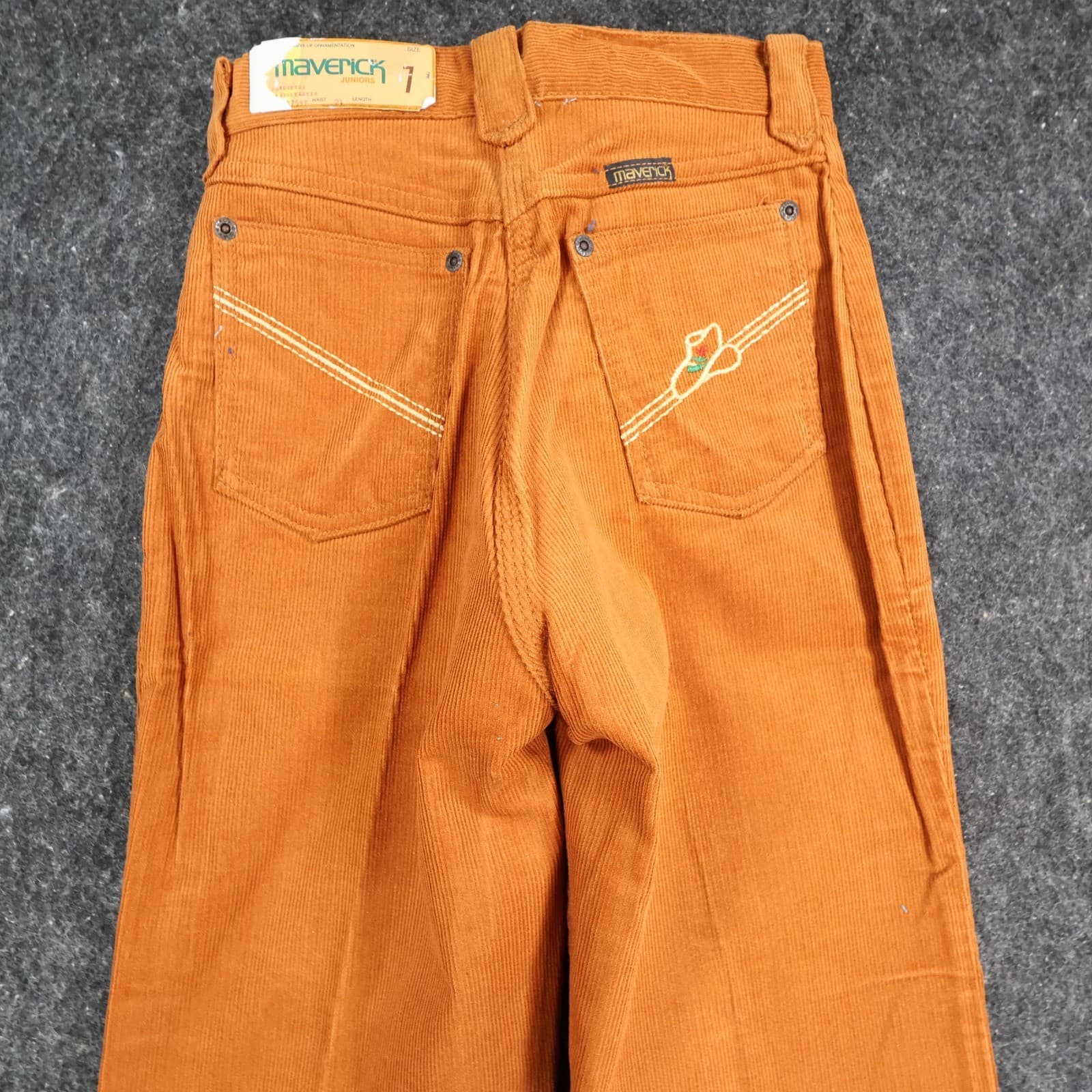 Maverick Corduroy Pants Juniors Size 7 Orange Vintage 80s New Old Stock NOS USA - Thumbnail 14