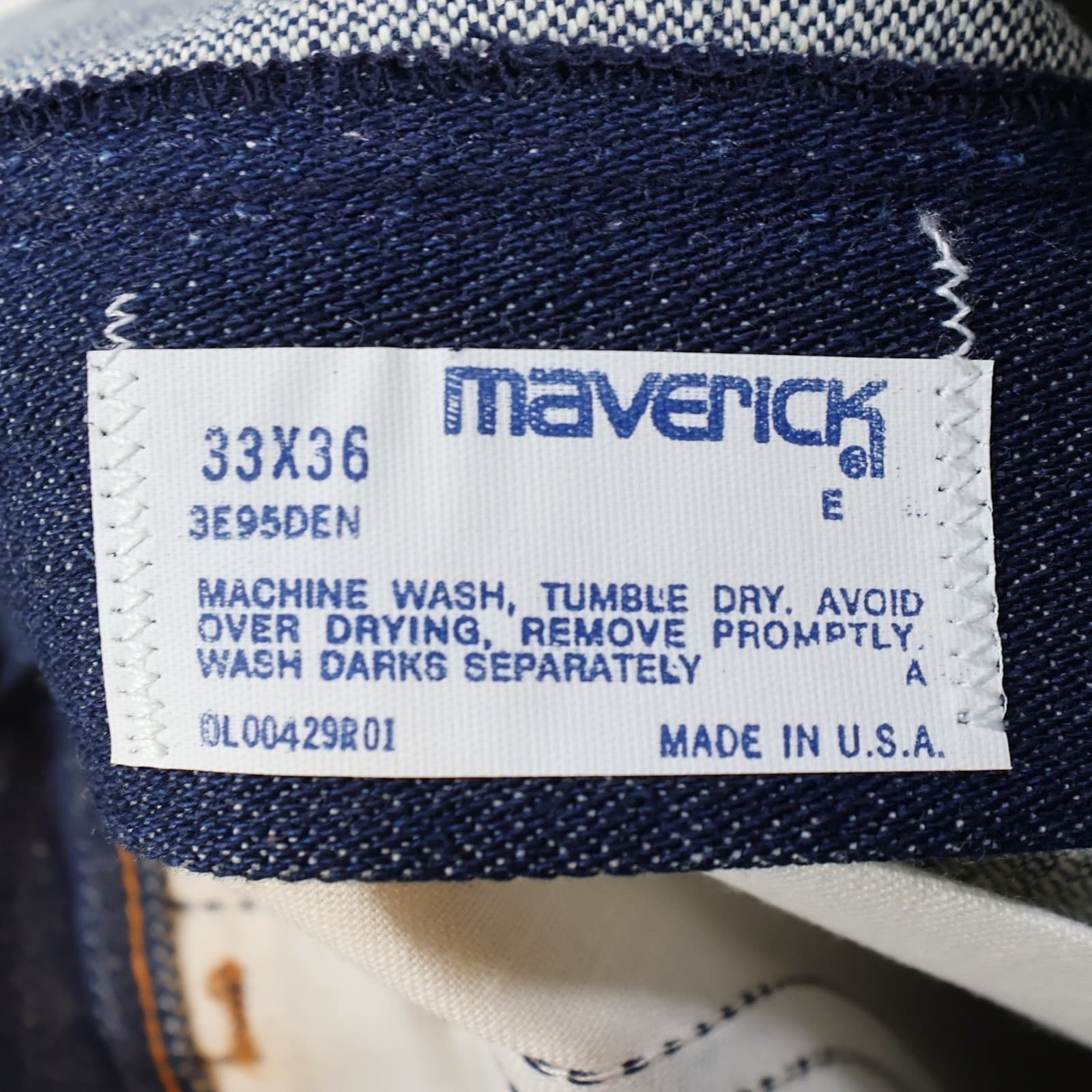 Maverick Flare Leg Jeans Youth 33XL Blue Cotton Vintage 70s NOS Made in USA - Thumbnail 7