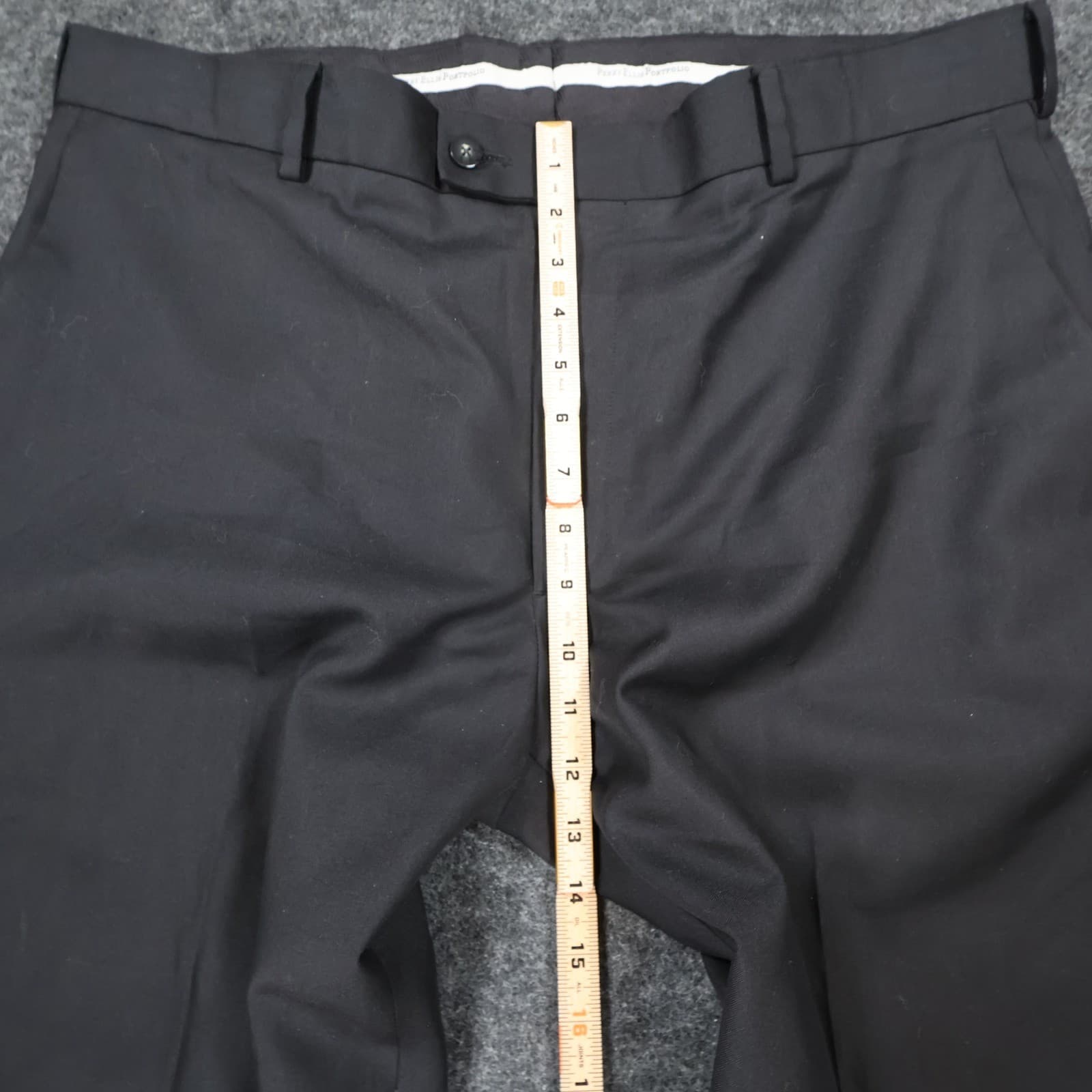 Perry Ellis Portfolio Dress Pants Mens 38x34 Black Poly Rayon Flat Front Slacks - Thumbnail 5