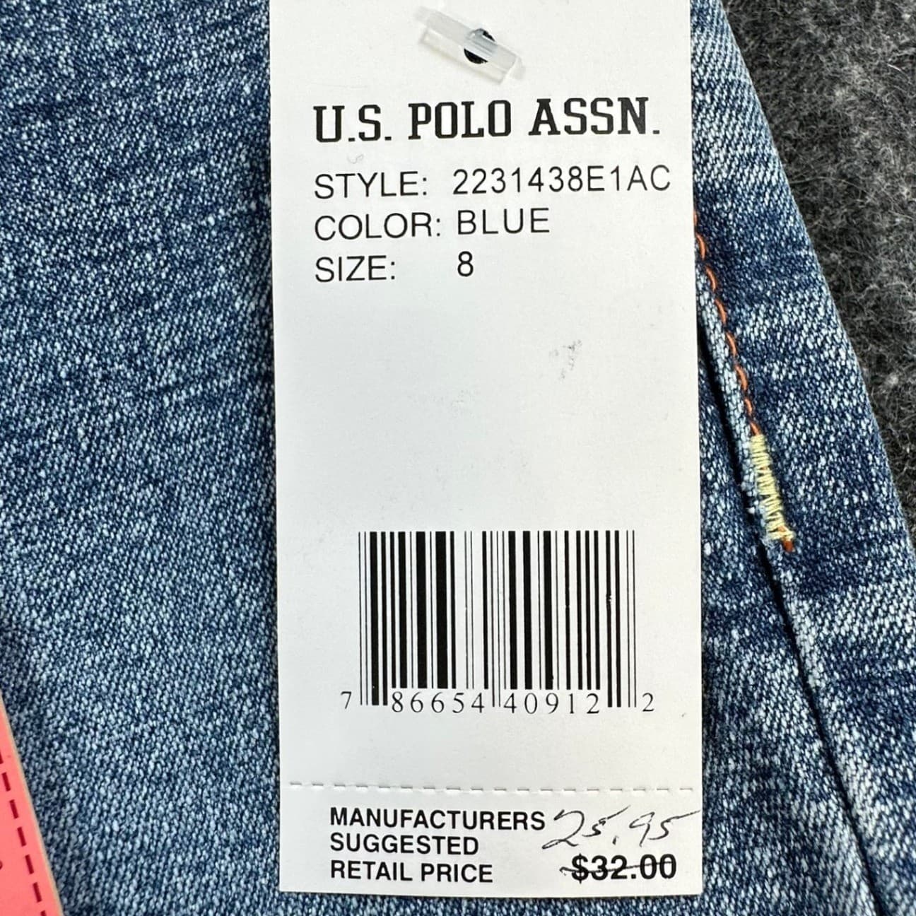 U.S. Polo Assn Jeans Girls 8 Blue Ramie Cotton Stretch Flare Y2K With Belt New - Thumbnail 8