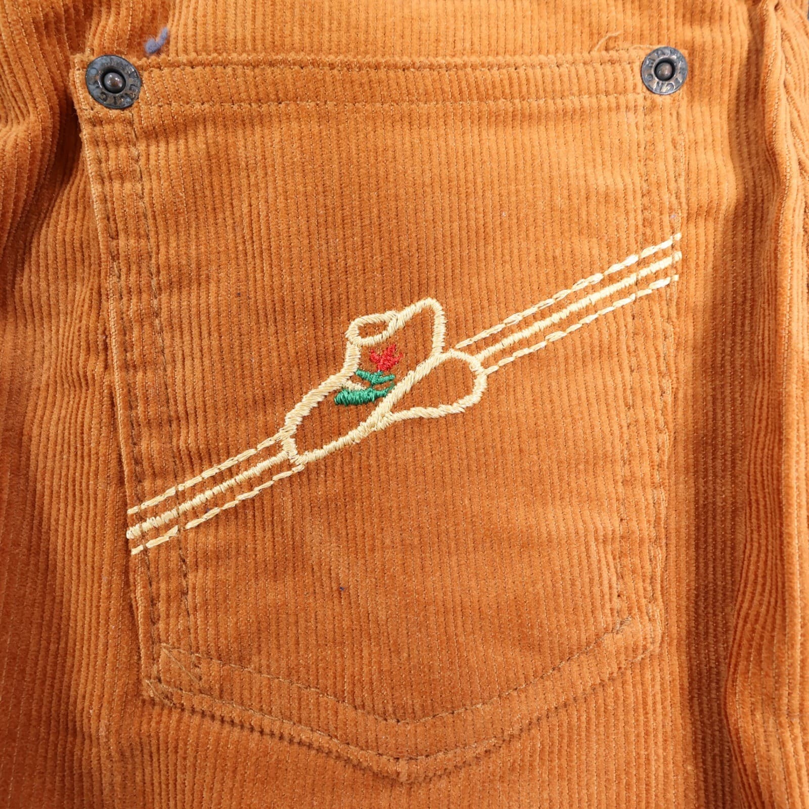 Maverick Corduroy Pants Juniors Size 7 Orange Vintage 80s New Old Stock NOS USA - Thumbnail 12