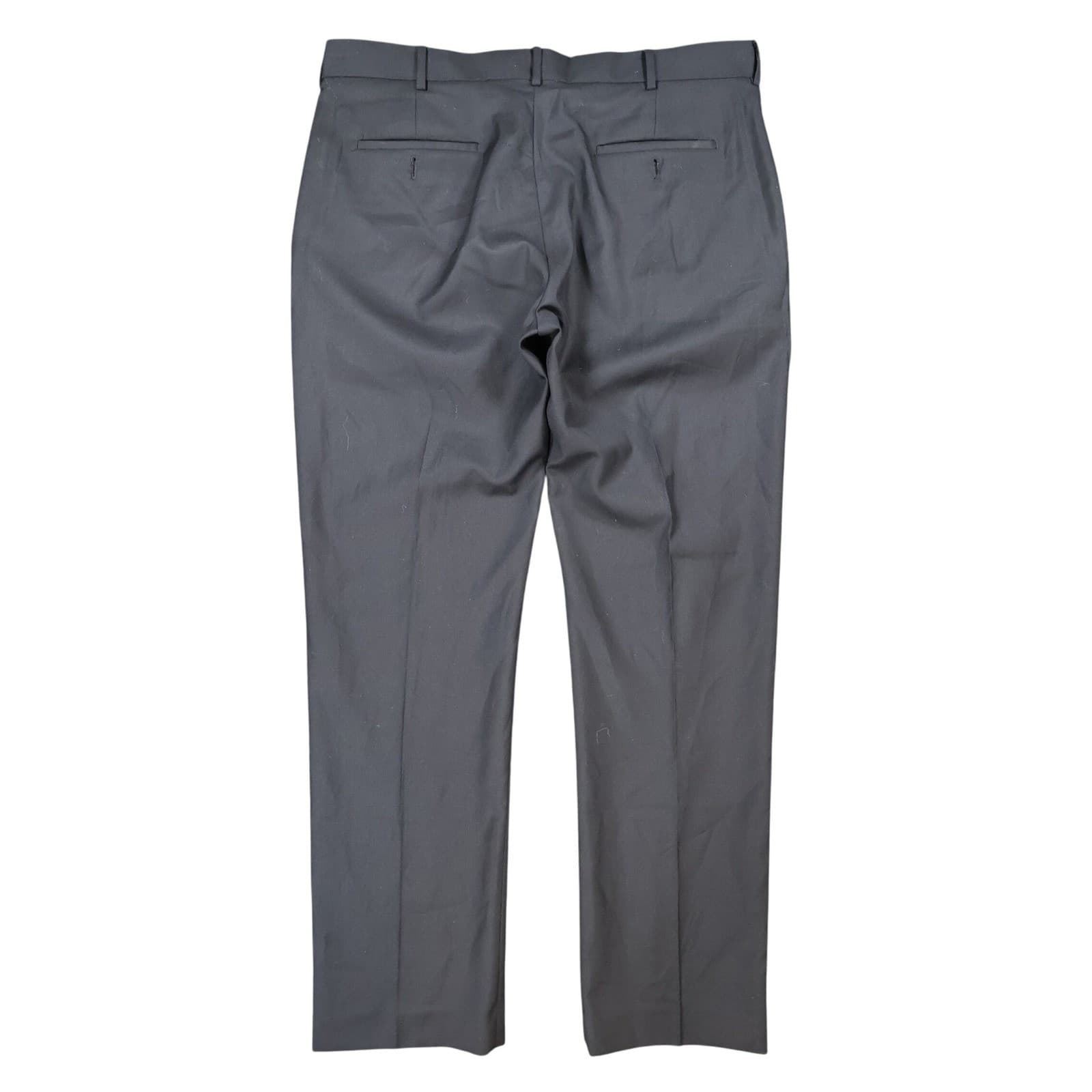Perry Ellis Portfolio Dress Pants Mens 38x34 Black Poly Rayon Flat Front Slacks - Thumbnail 2