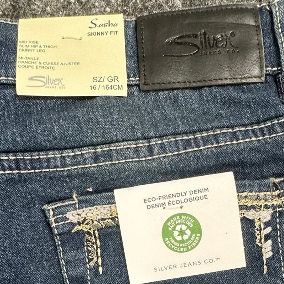 Silver Jeans Co Sasha Skinny Jeans Girls 16 Blue Eco Friendly Recycled Denim - Thumbnail 7