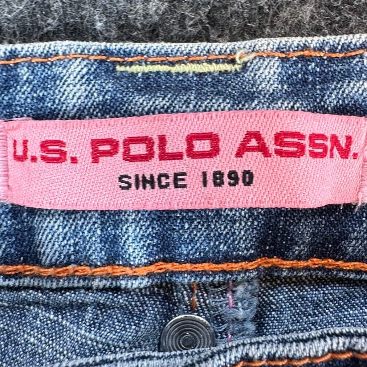 U.S. Polo Assn Jeans Girls 8 Blue Ramie Cotton Stretch Flare Y2K With Belt New - Thumbnail 10