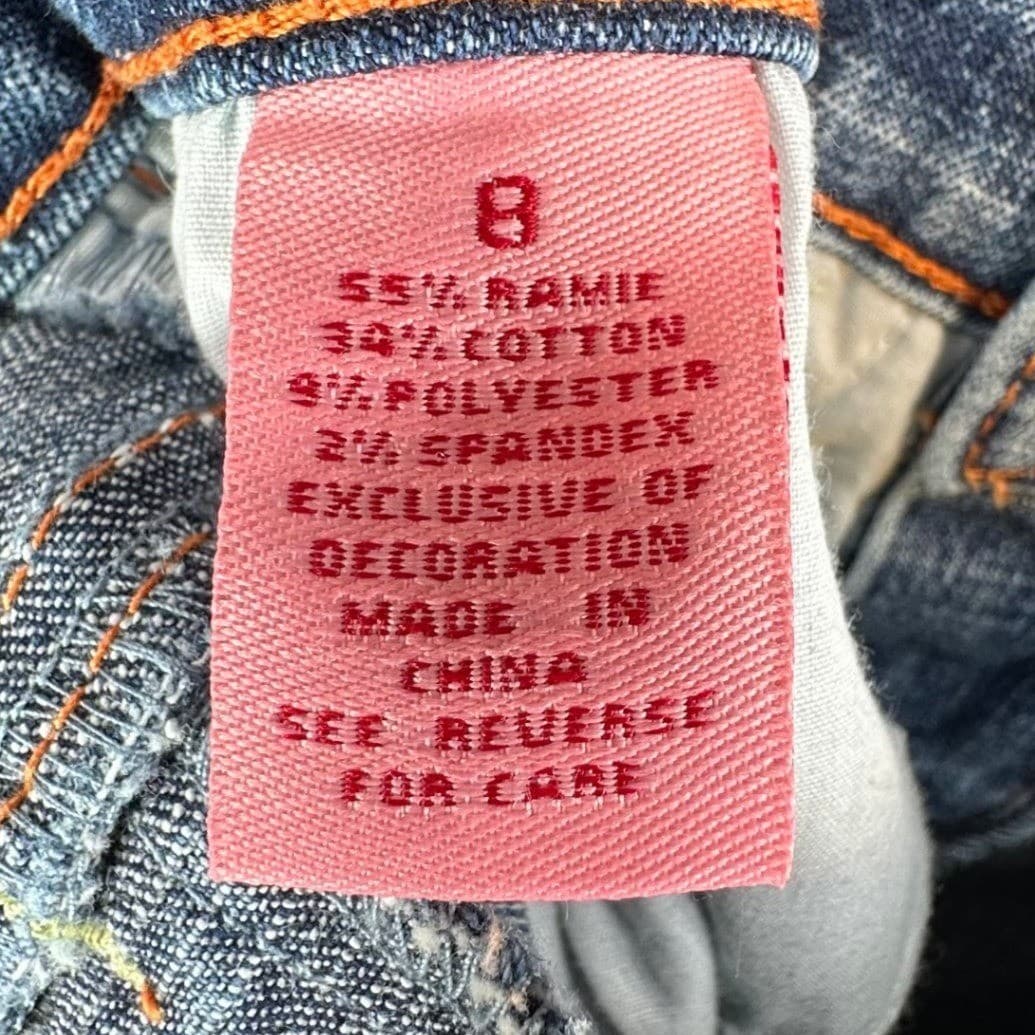 U.S. Polo Assn Jeans Girls 8 Blue Ramie Cotton Stretch Flare Y2K With Belt New - Thumbnail 9