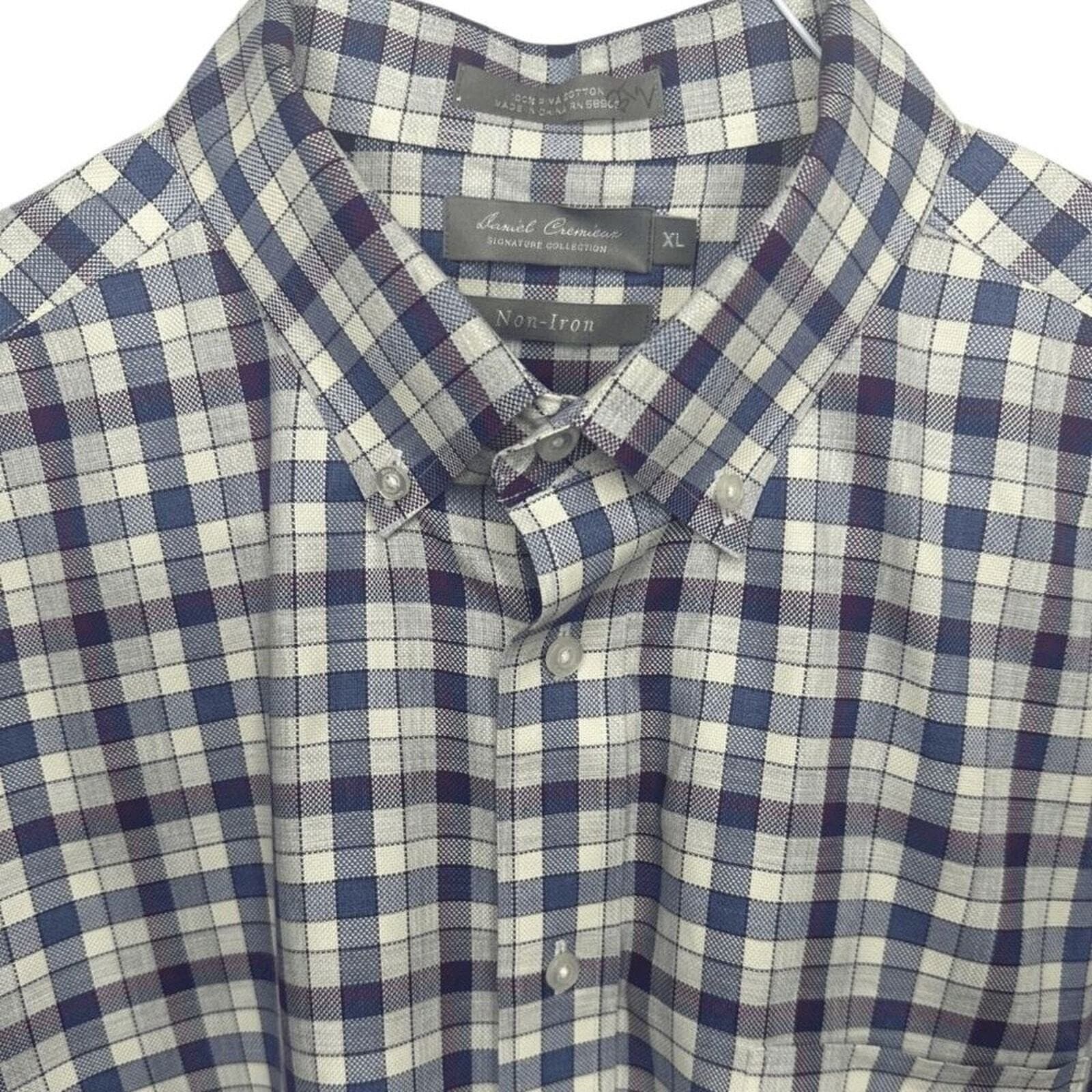Daniel Cremieux Signature Collection Men's XL Plaid Button Down Shirt Blue - Thumbnail 5