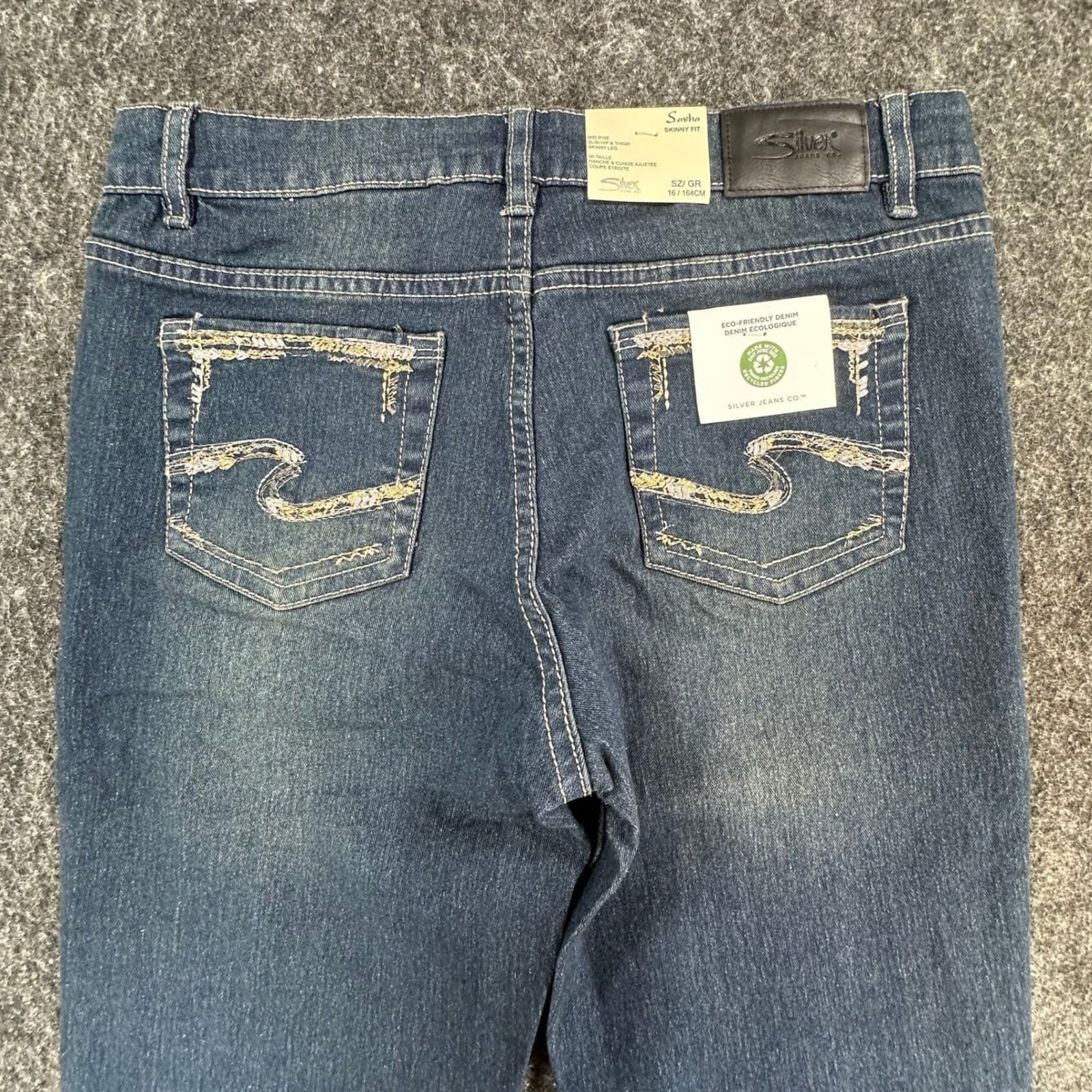 Silver Jeans Co Sasha Skinny Jeans Girls 16 Blue Eco Friendly Recycled Denim - Thumbnail 12