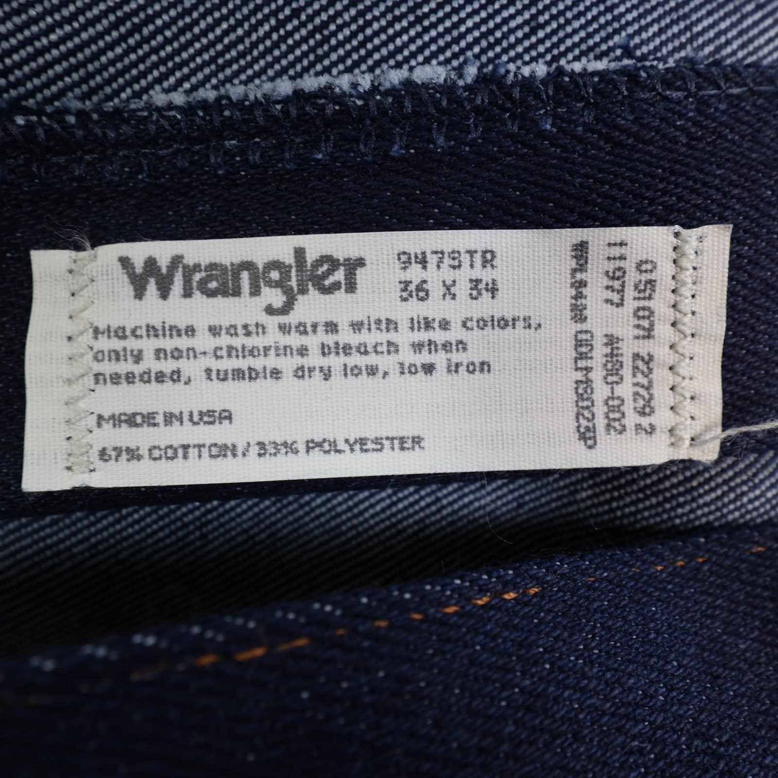 Wrangler Cowboy Cut Jeans Mens 36x34 Blue Cotton Stretch Regular Fit Vintage 90s - Thumbnail 8