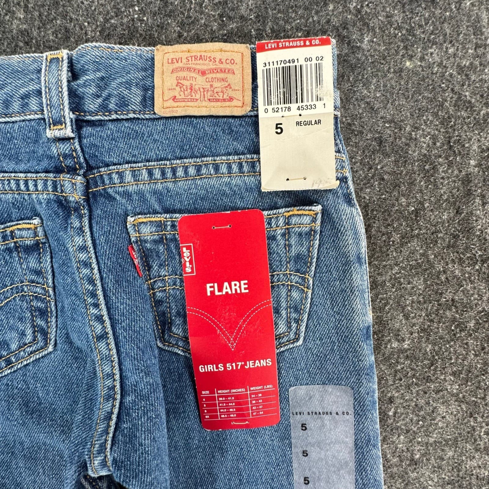 Levi's 517 Flare Jeans Girls Size 5 Blue 100% Cotton Regular Fit Y2K Vintage - Thumbnail 11