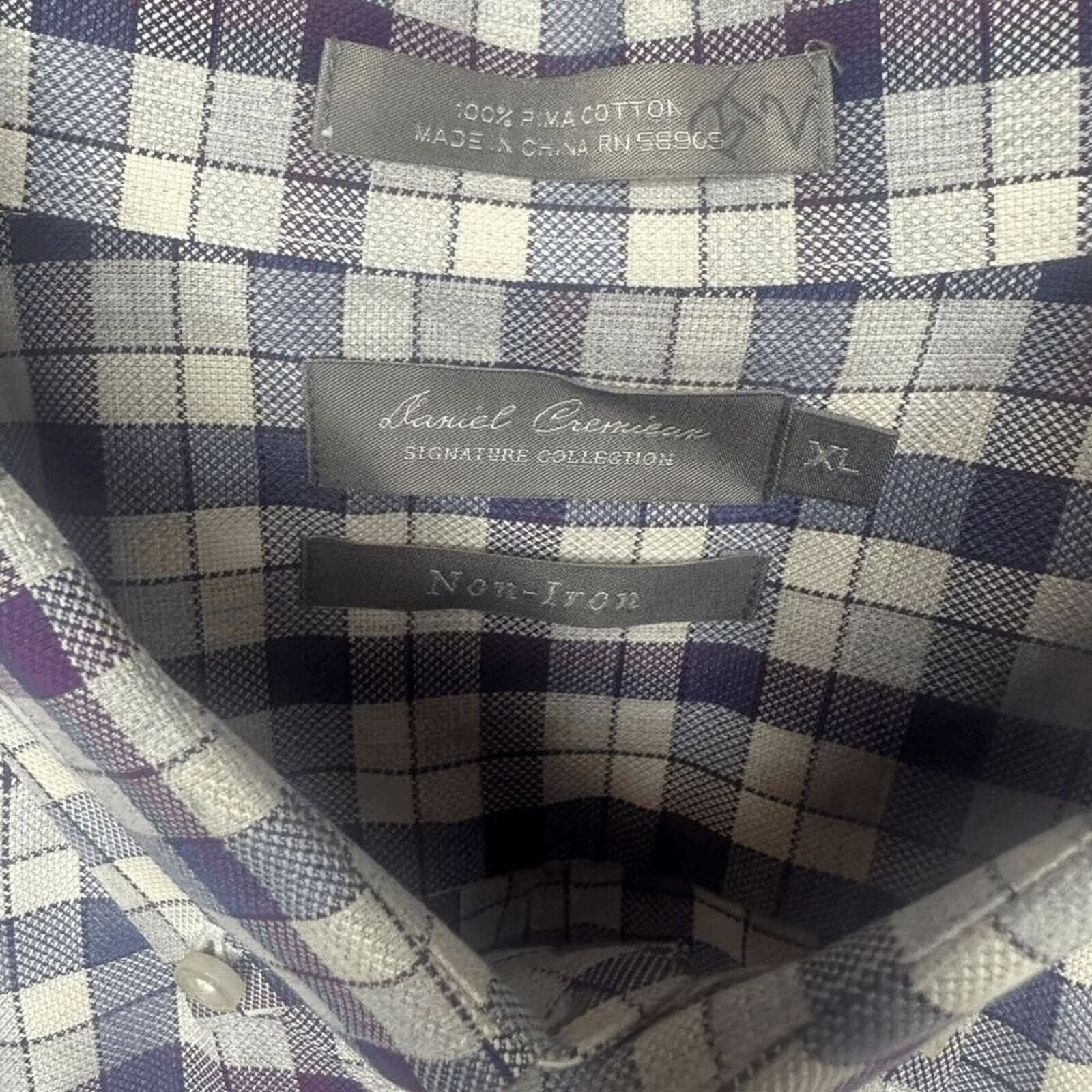 Daniel Cremieux Signature Collection Men's XL Plaid Button Down Shirt Blue - Thumbnail 6