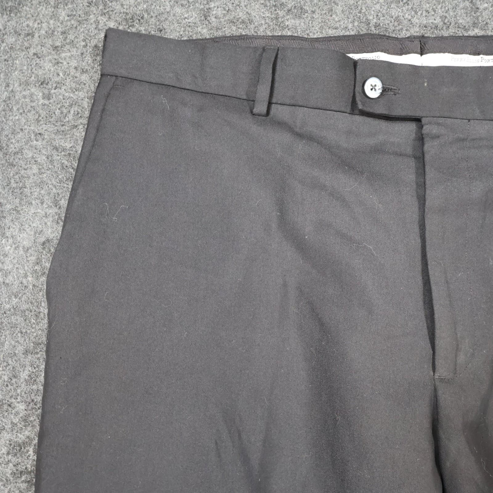 Perry Ellis Portfolio Dress Pants Mens 38x34 Black Poly Rayon Flat Front Slacks - Thumbnail 11