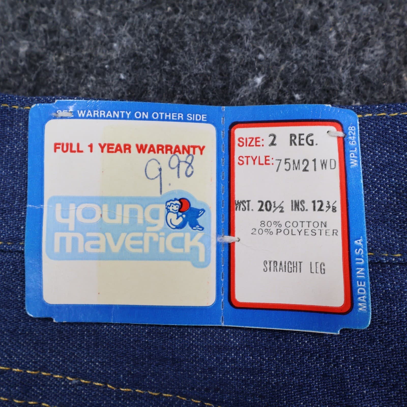 Young Maverick Jeans Toddler 2 Blue Cotton Straight Leg Vintage 70s 80s NOS - Thumbnail 4