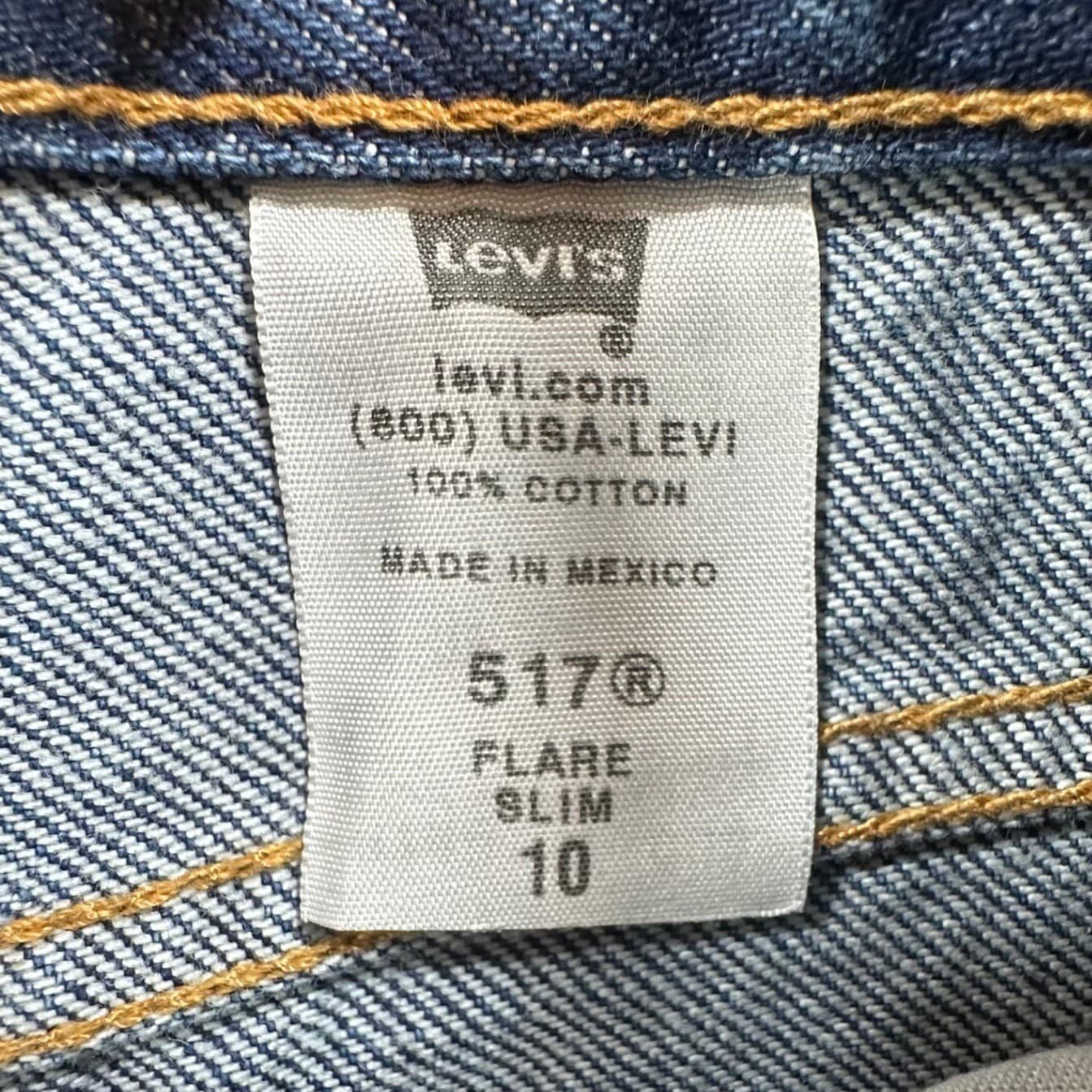 Levi's 517 Flare Jeans Girls Size 10 Slim Blue Denim Cotton Y2K New With Tags - Thumbnail 7