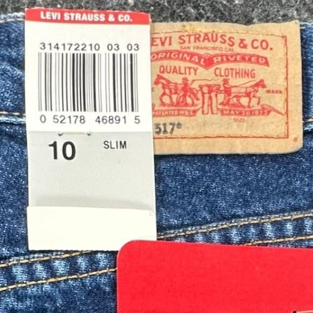 Levi's 517 Flare Jeans Girls Size 10 Slim Blue Denim Cotton Y2K New With Tags - Thumbnail 8