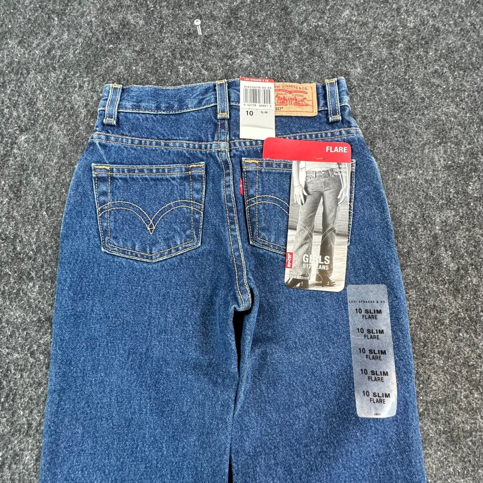 Levi's 517 Flare Jeans Girls Size 10 Slim Blue Denim Cotton Y2K New With Tags - Thumbnail 11