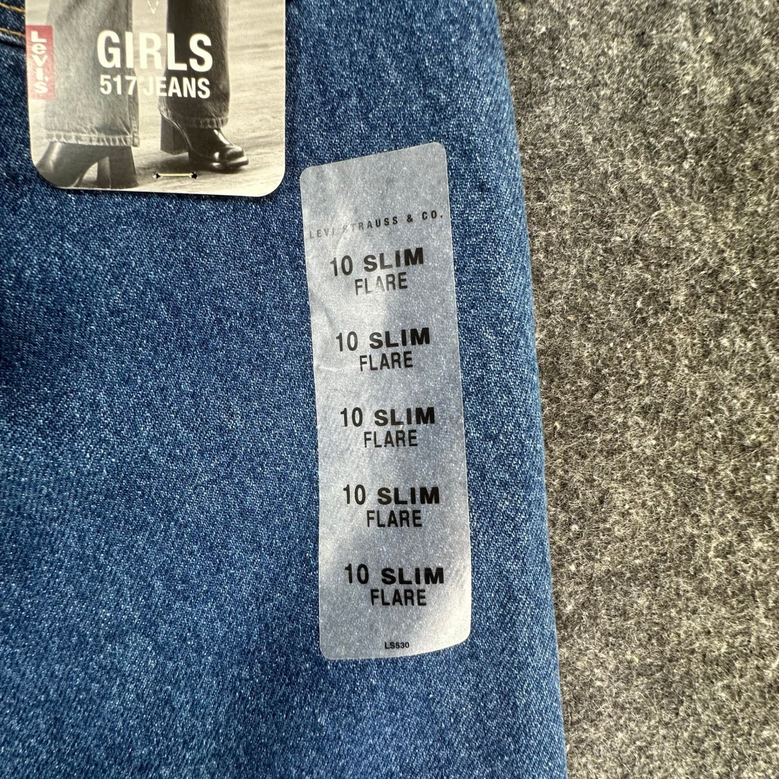 Levi's 517 Flare Jeans Girls Size 10 Slim Blue Denim Cotton Y2K New With Tags - Thumbnail 15
