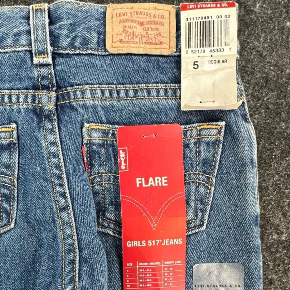 Levi's 517 Flare Jeans Girls Size 5 Blue 100% Cotton Regular Fit Y2K Vintage - Thumbnail 7