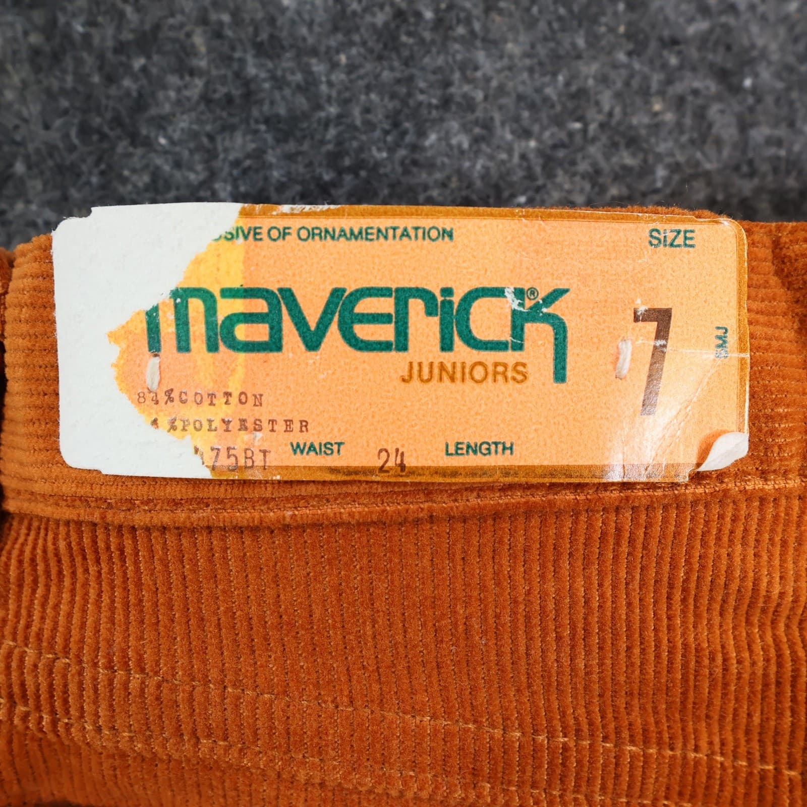 Maverick Corduroy Pants Juniors Size 7 Orange Vintage 80s New Old Stock NOS USA - Thumbnail 11