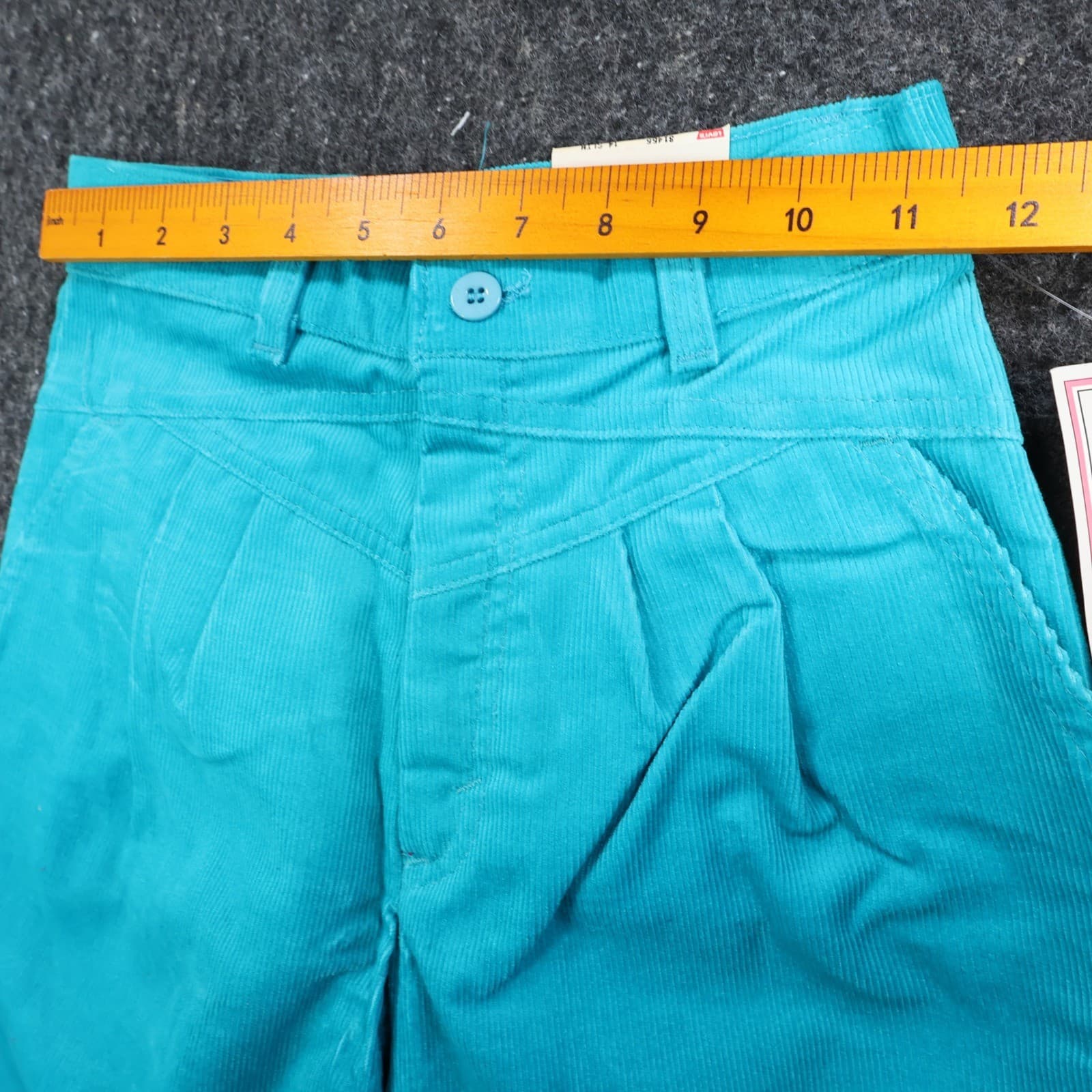 Levi's Corduroy Pants Girls 14 Slim Turquoise Blue Vintage 80s 90s New Old Stock - Thumbnail 6