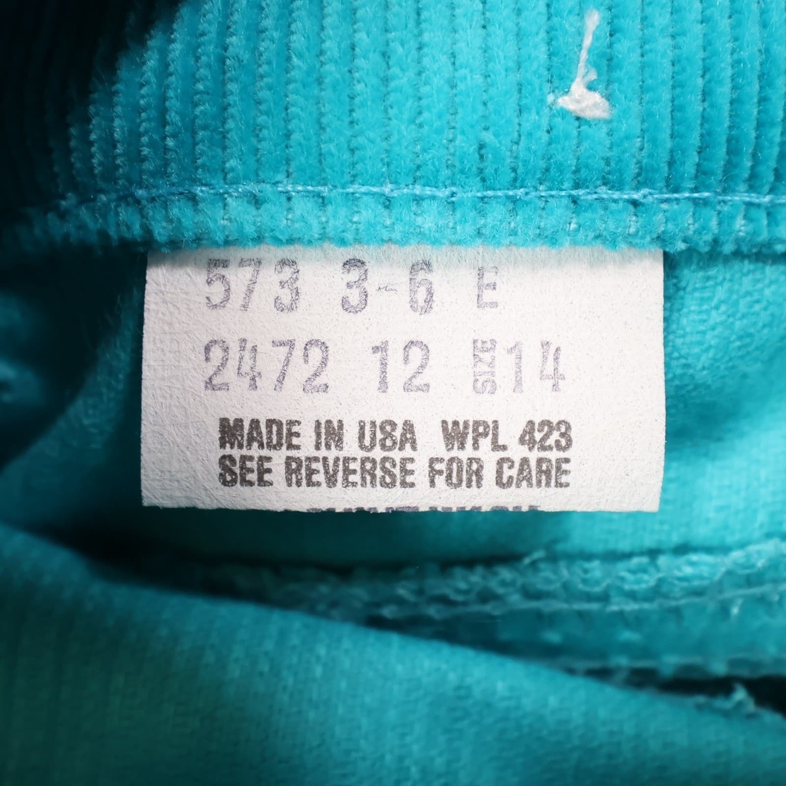Levi's Corduroy Pants Girls 14 Slim Turquoise Blue Vintage 80s 90s New Old Stock - Thumbnail 9