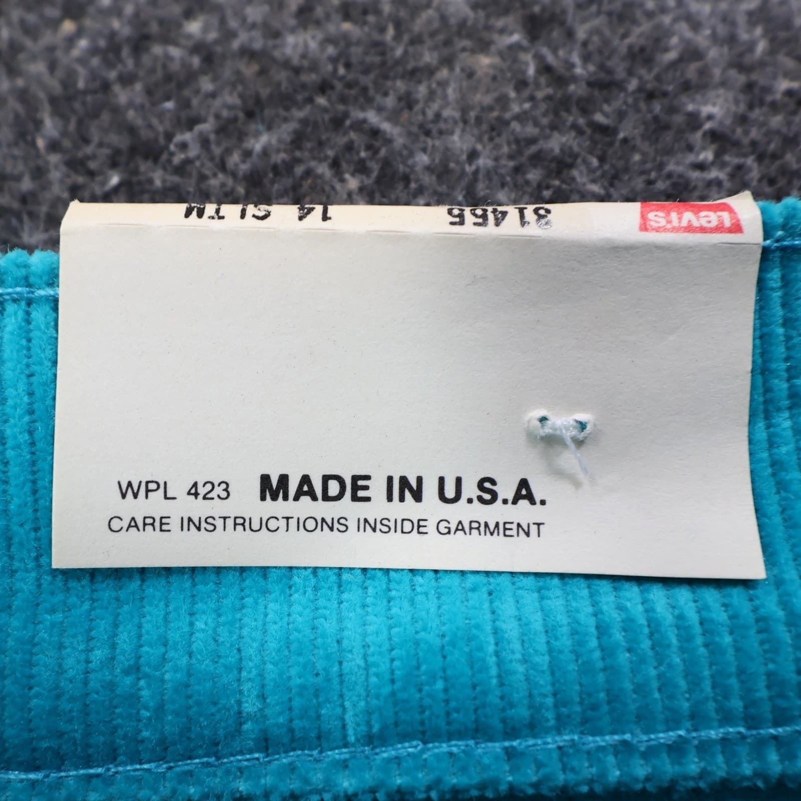 Levi's Corduroy Pants Girls 14 Slim Turquoise Blue Vintage 80s 90s New Old Stock - Thumbnail 11