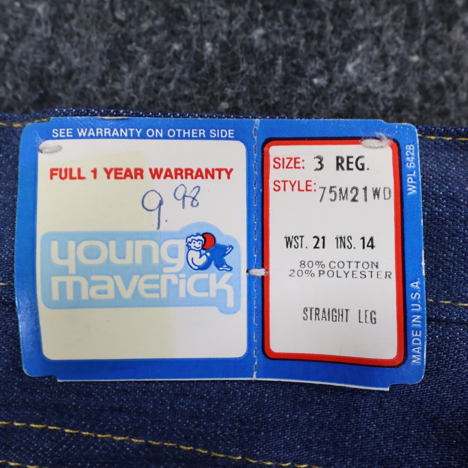 Maverick Jeans Boys 4 Regular Blue Denim Vintage 70s 80s Hot Air Balloon NOS - Thumbnail 8