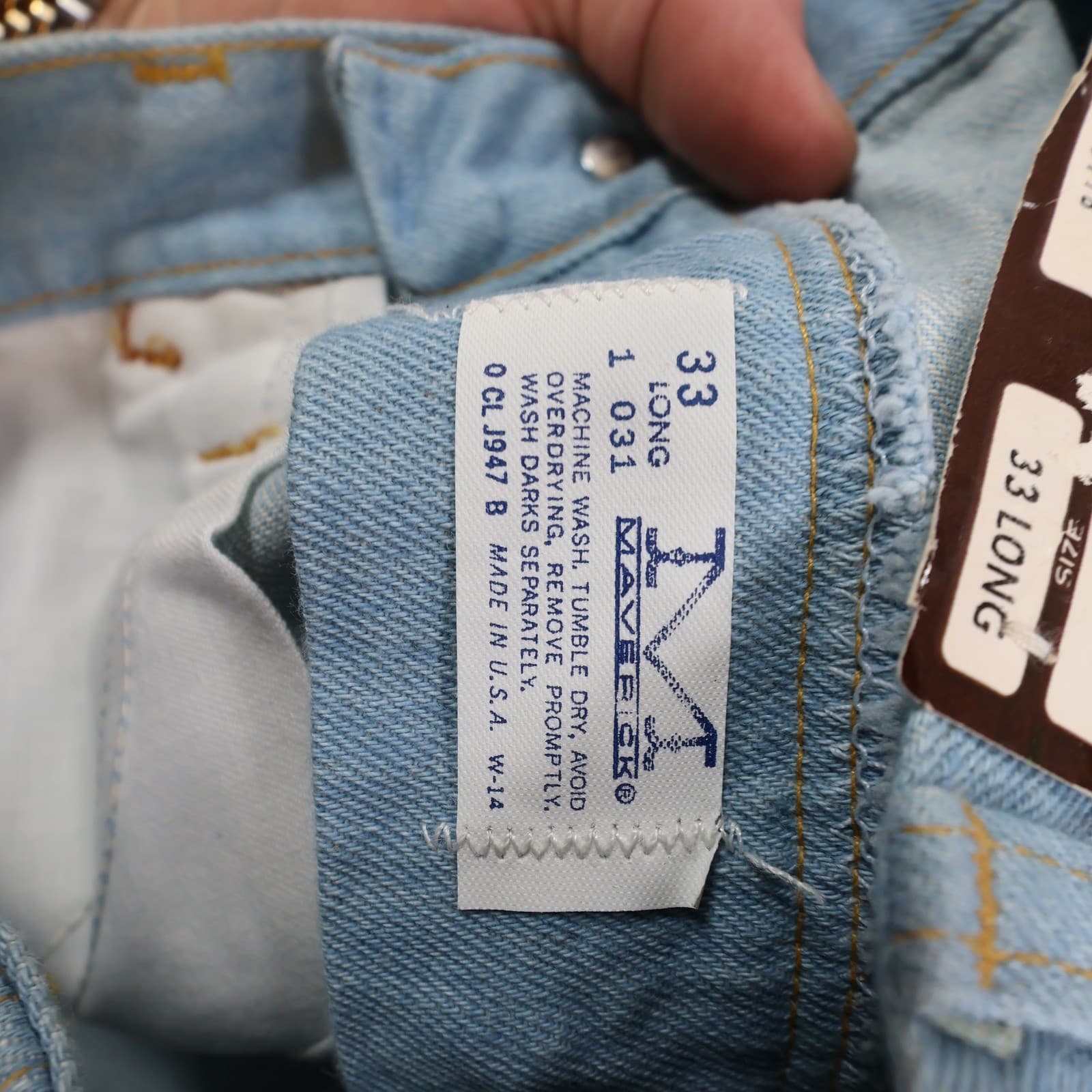Maverick Boot Jean Mens 33 Light Blue Cotton Bootcut Vintage 80s New Old Stock - Thumbnail 8
