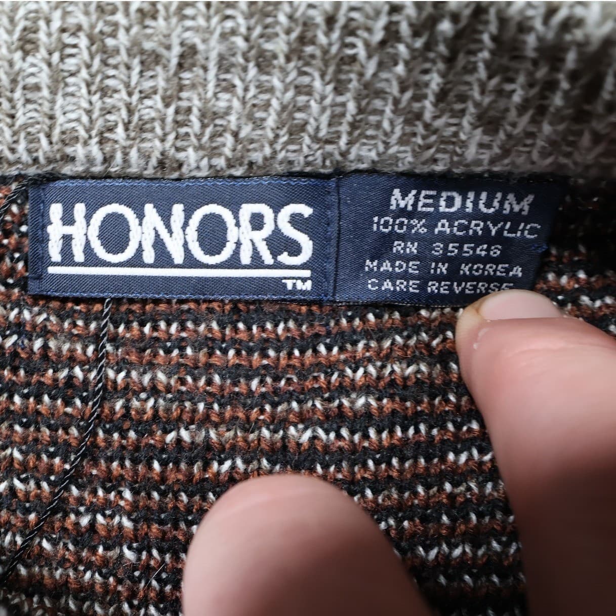 Honors Sweater Mens Medium Multicolor Excellent Vintage Geometric Nordic Knit - Thumbnail 5