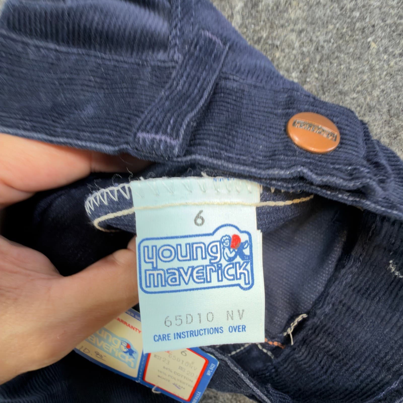 Young Maverick Corduroy Boot Jeans Boys 6 Navy Cotton Blend Vintage 80s USA NOS - Thumbnail 8