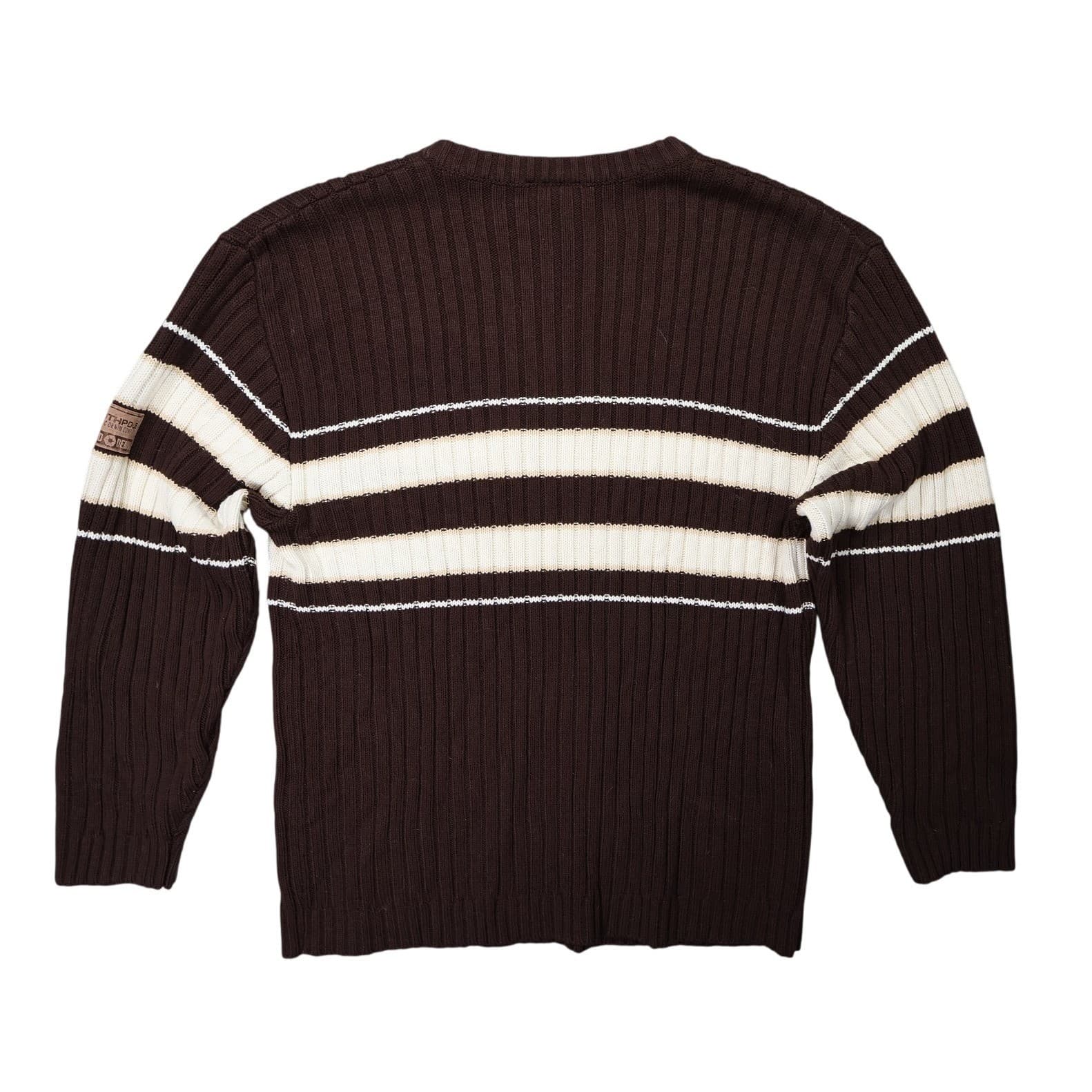 Southpole Ribbed Knit Sweater Mens Large Brown Excellent Striped Y2K Streetwear - Thumbnail 2