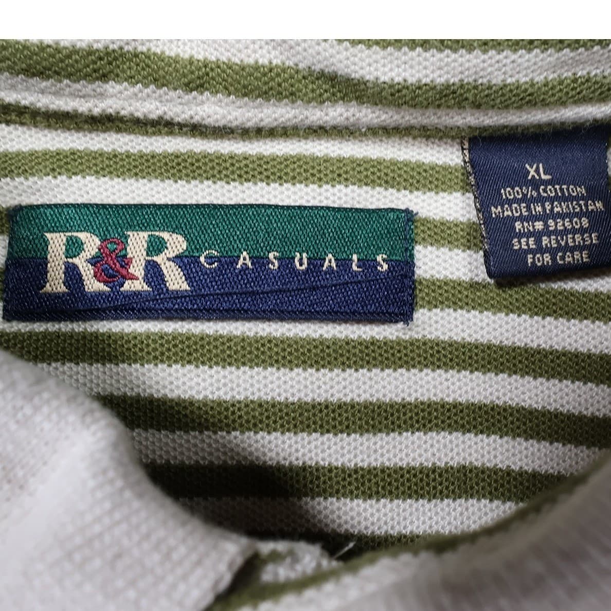 R&R Casuals Polo Shirt Mens XL Beige Excellent Vintage Striped 1414 - Thumbnail 4