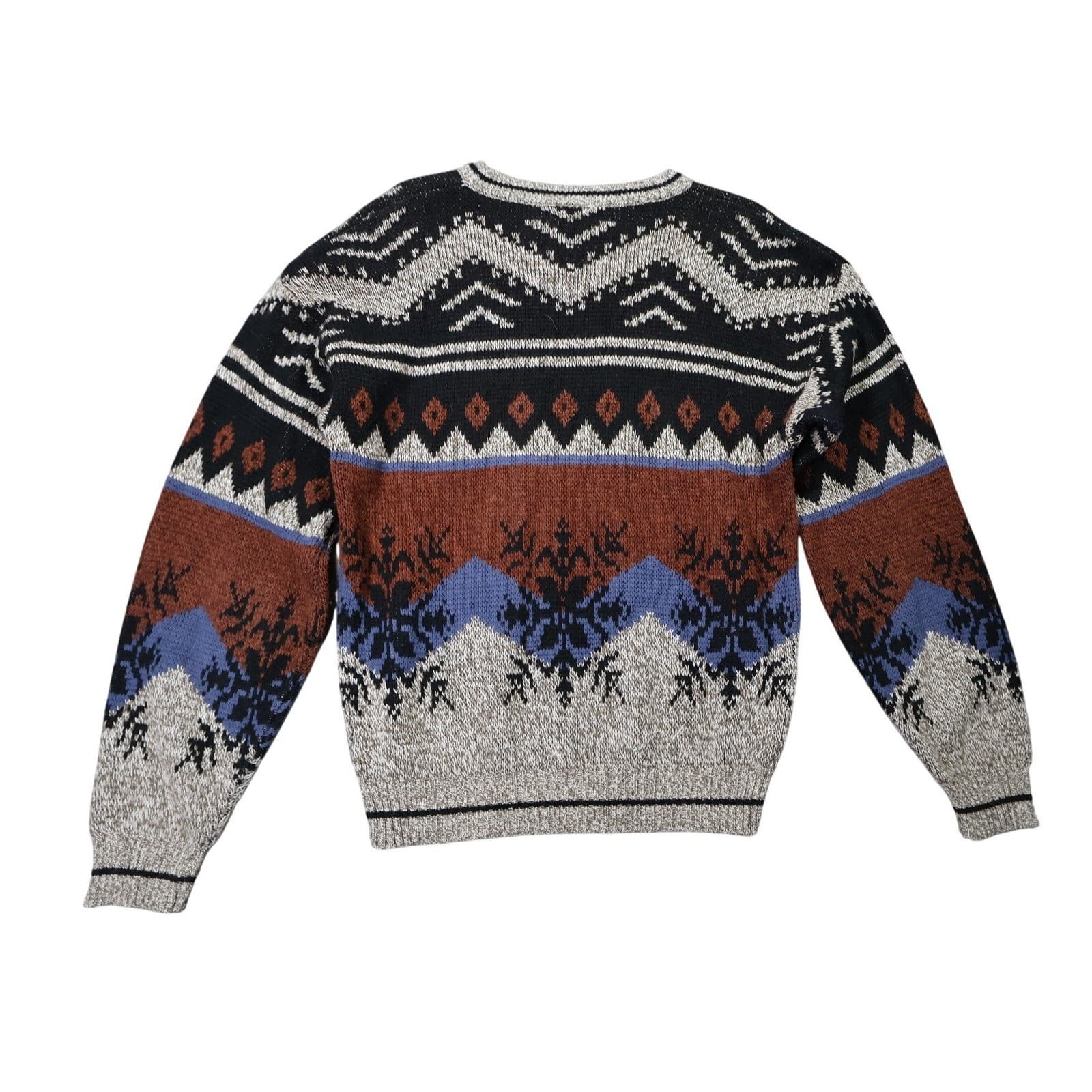 Honors Sweater Mens Medium Multicolor Excellent Vintage Geometric Nordic Knit - Thumbnail 2