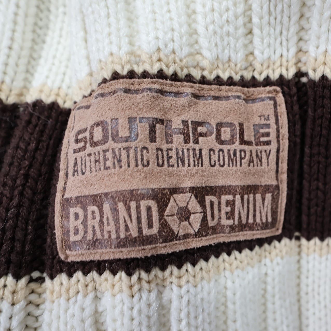 Southpole Ribbed Knit Sweater Mens Large Brown Excellent Striped Y2K Streetwear - Thumbnail 3