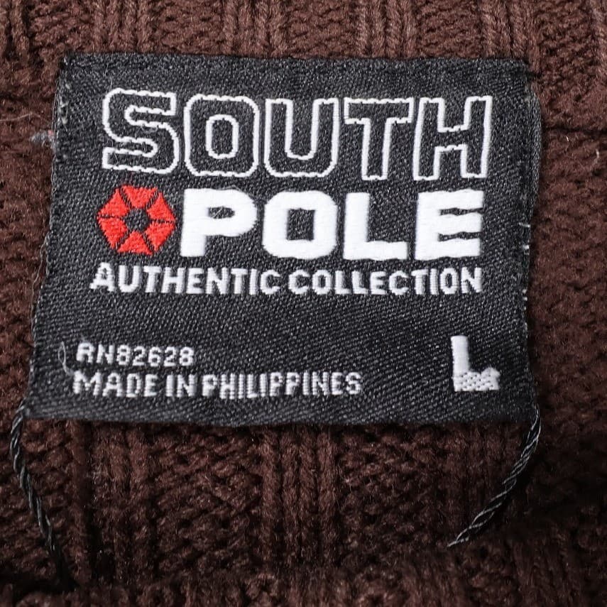 Southpole Ribbed Knit Sweater Mens Large Brown Excellent Striped Y2K Streetwear - Thumbnail 6