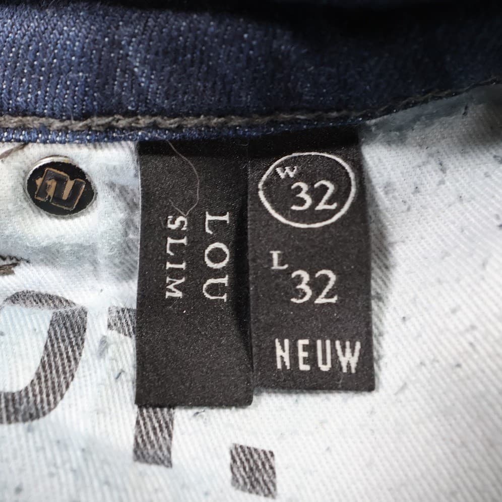 Neuw Lou Slim Mens 32x32 Dark Blue Excellent Slim Fit Button Fly Jeans - Thumbnail 8