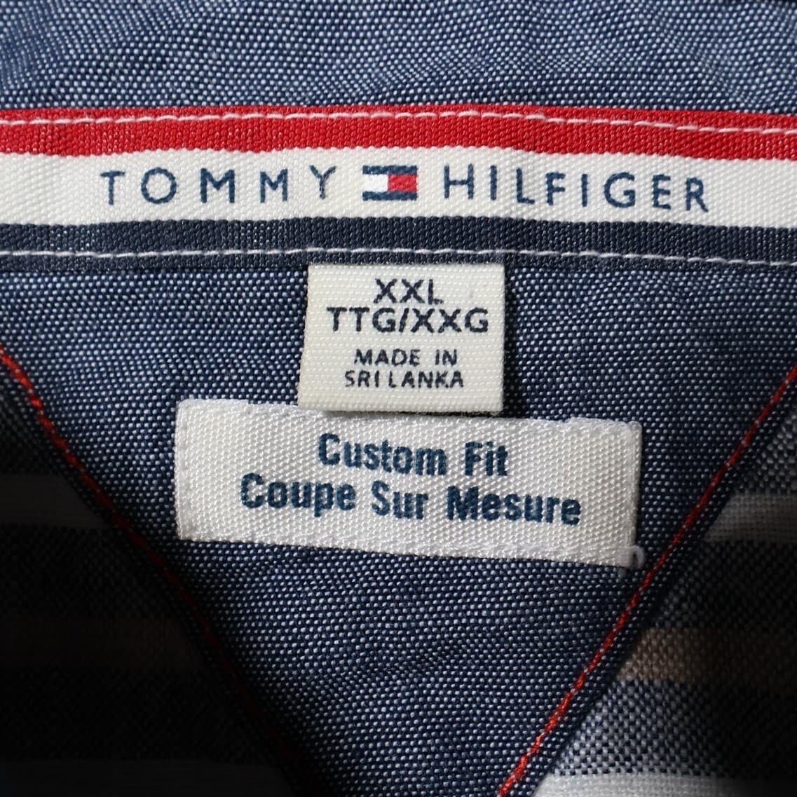Tommy Hilfiger Button Down Shirt Mens XXL Blue Excellent Vintage Striped Linen - Thumbnail 6